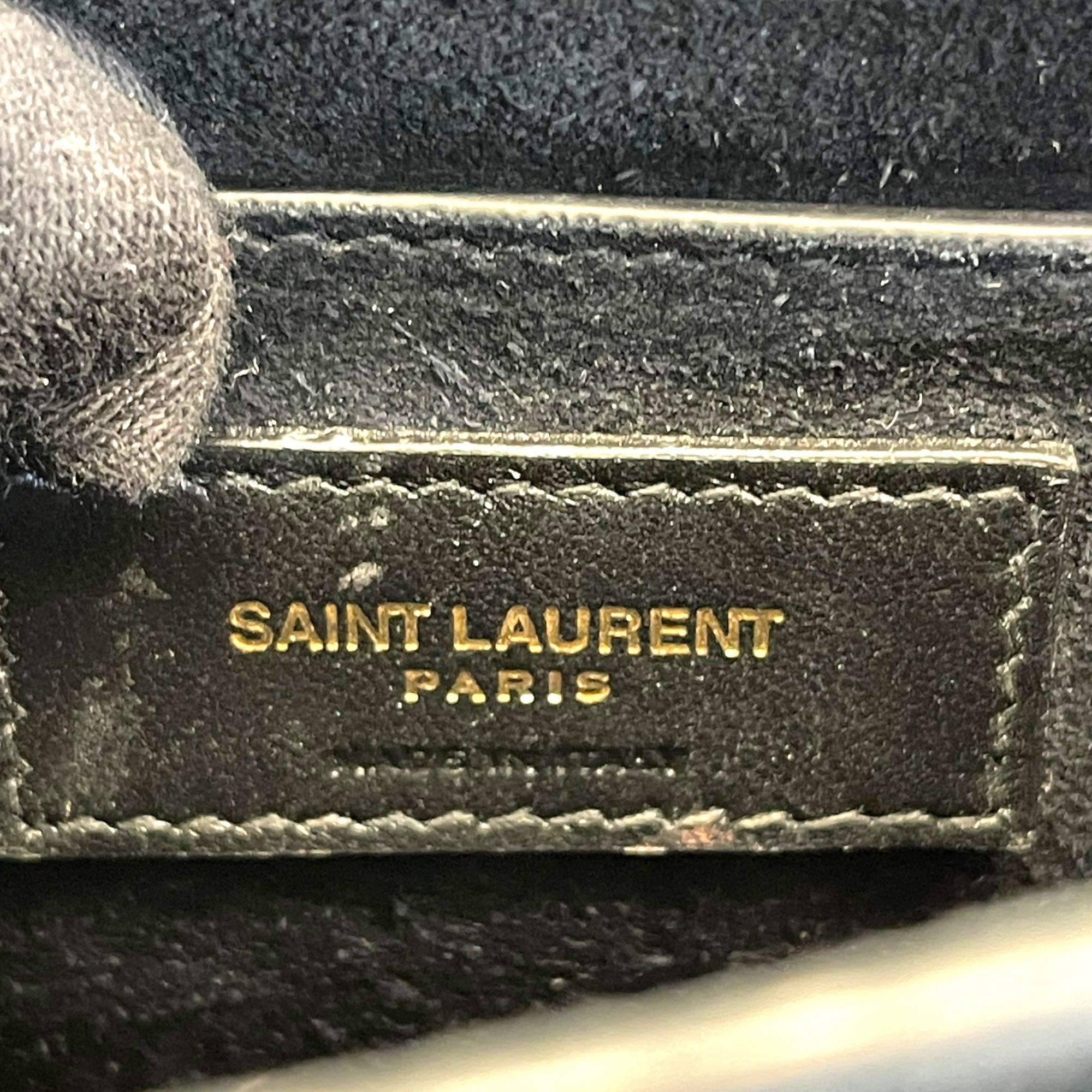 Saint Laurent Medium Sunset Croc-Embossed Black Bag