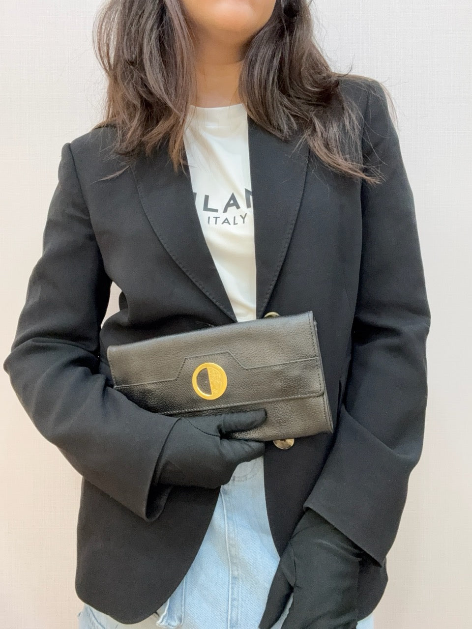 Versace Gold-tone Medusa Head Emblem Black Leather Wallet