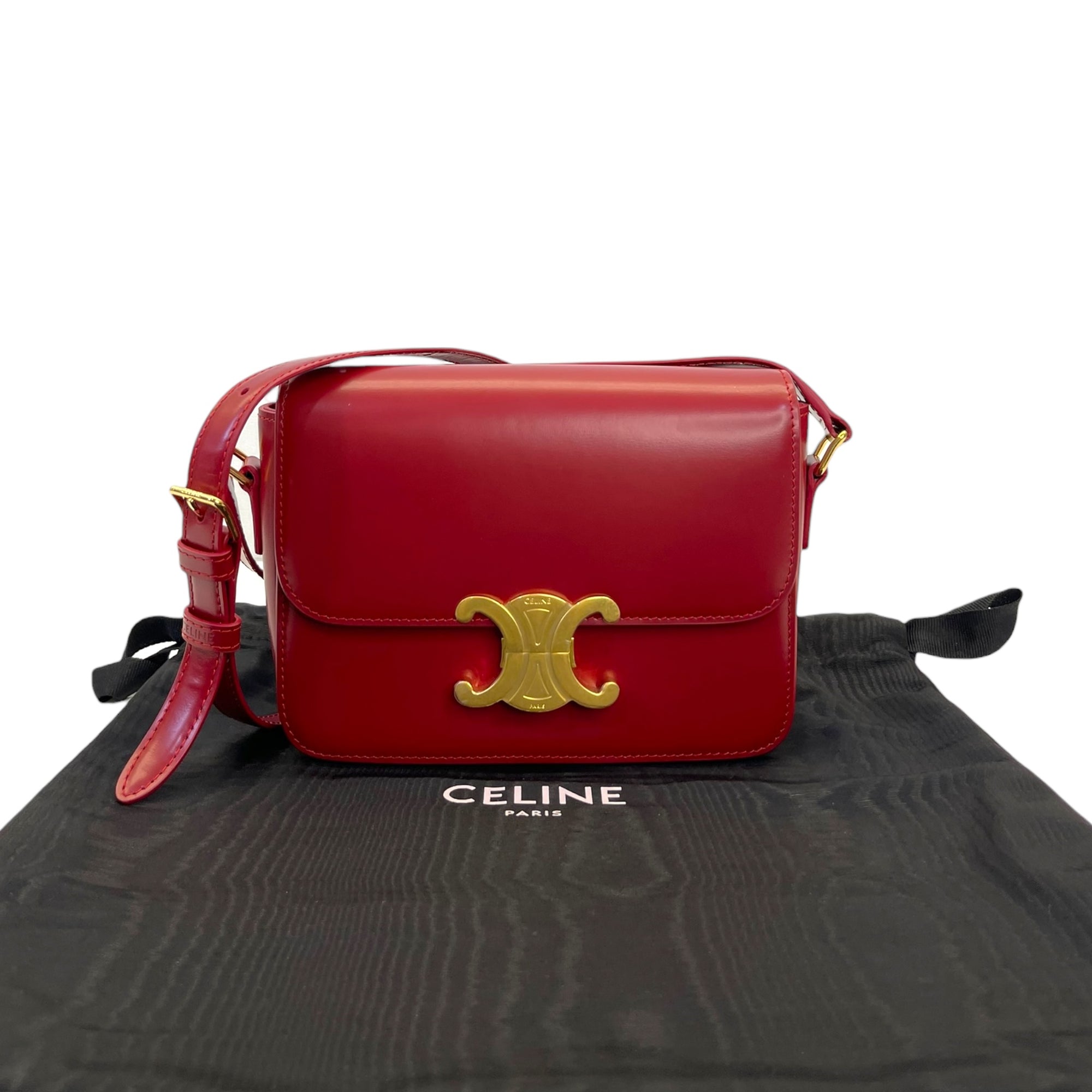 Celine Burgundy Leather Small Triomphe Bag