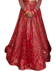 Falguni Shane Peacock Red and Gold Lehenga Set M