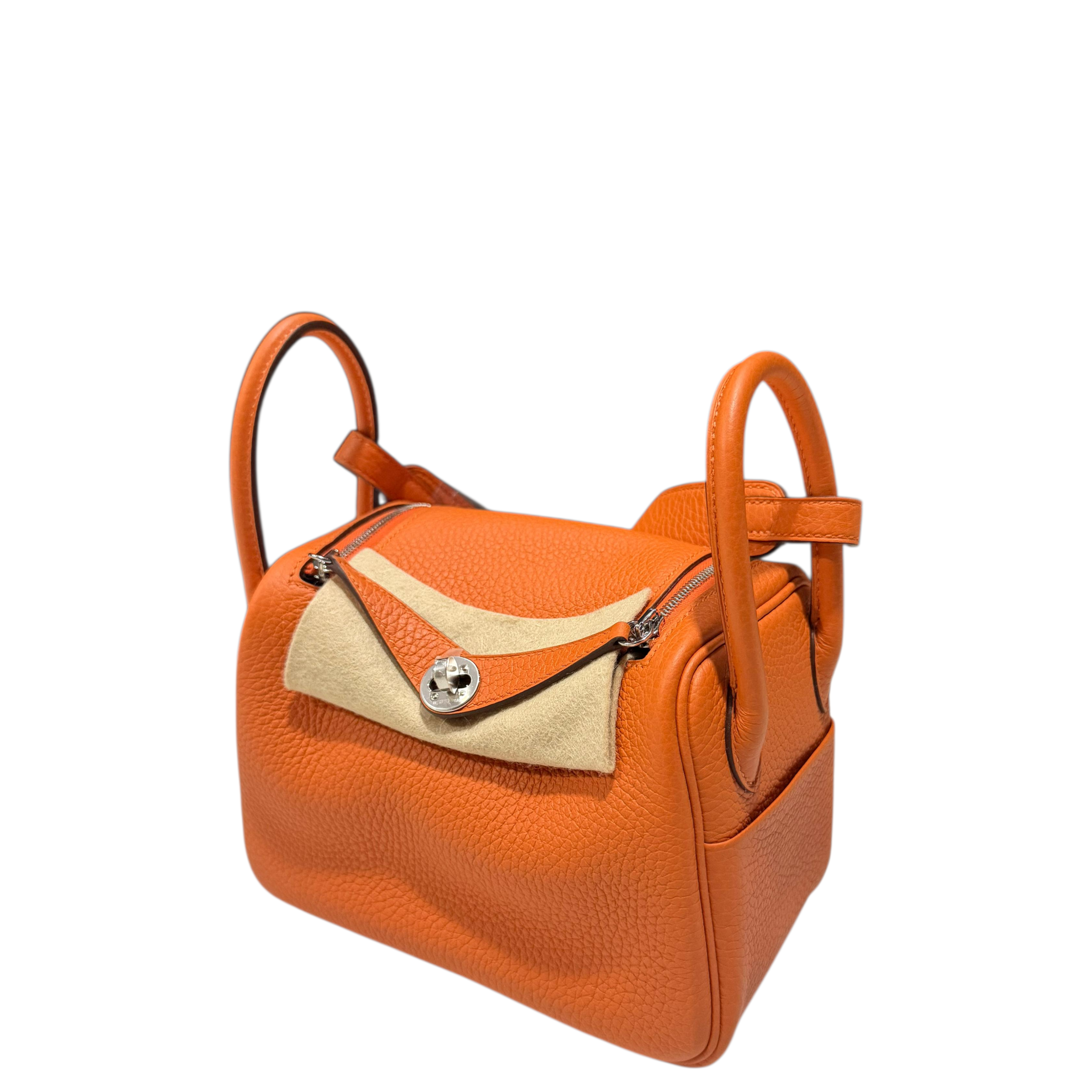 Hermès Lindy Mini II Orange Taurillon Clemence PHW