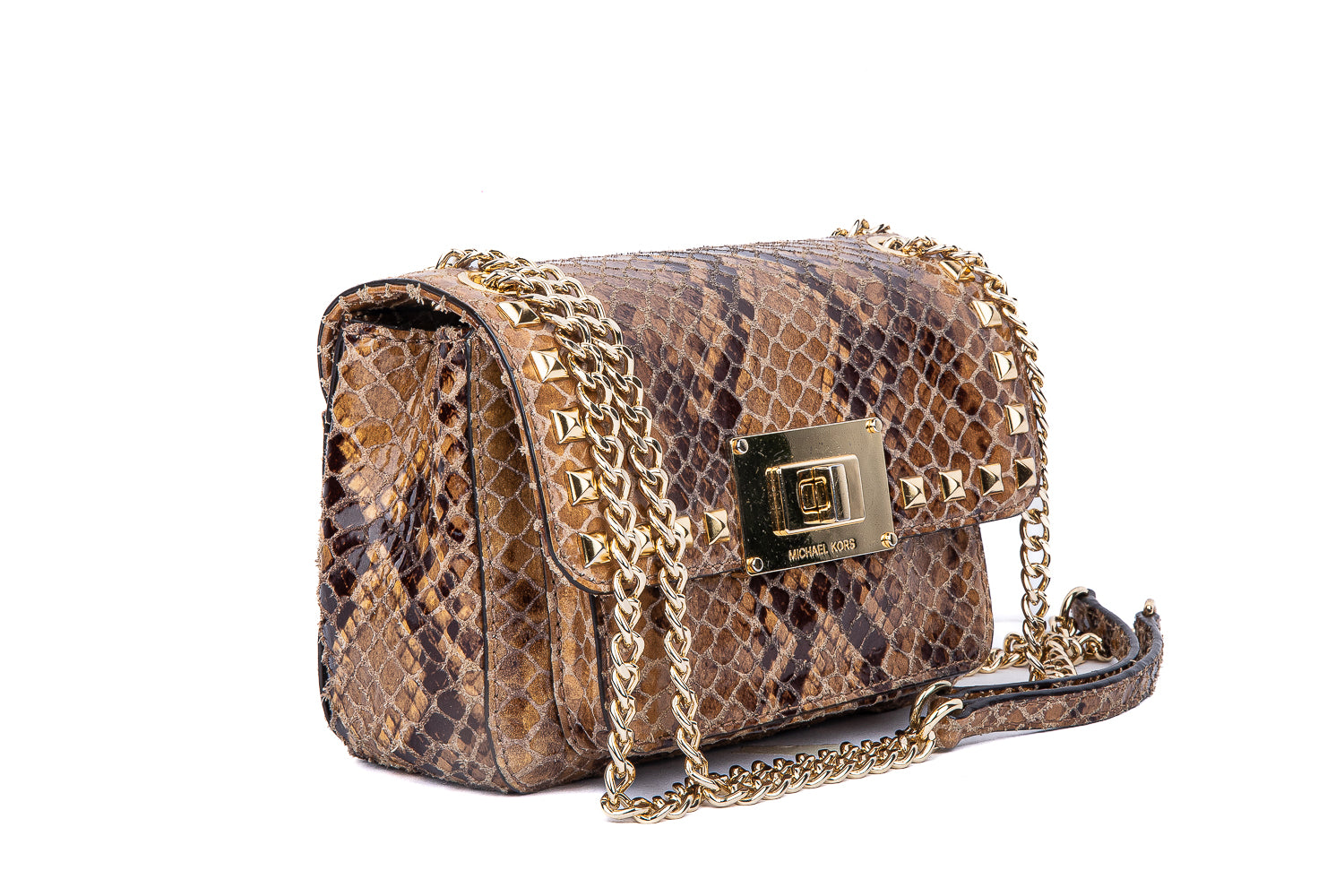 Python Embossed Small Leather Shoulder Bag