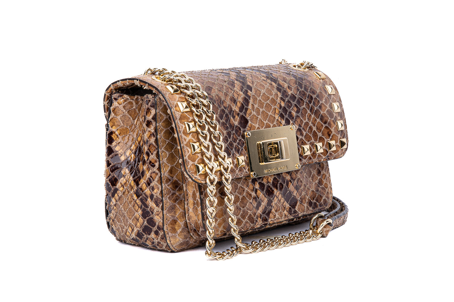 Python Embossed Small Leather Shoulder Bag