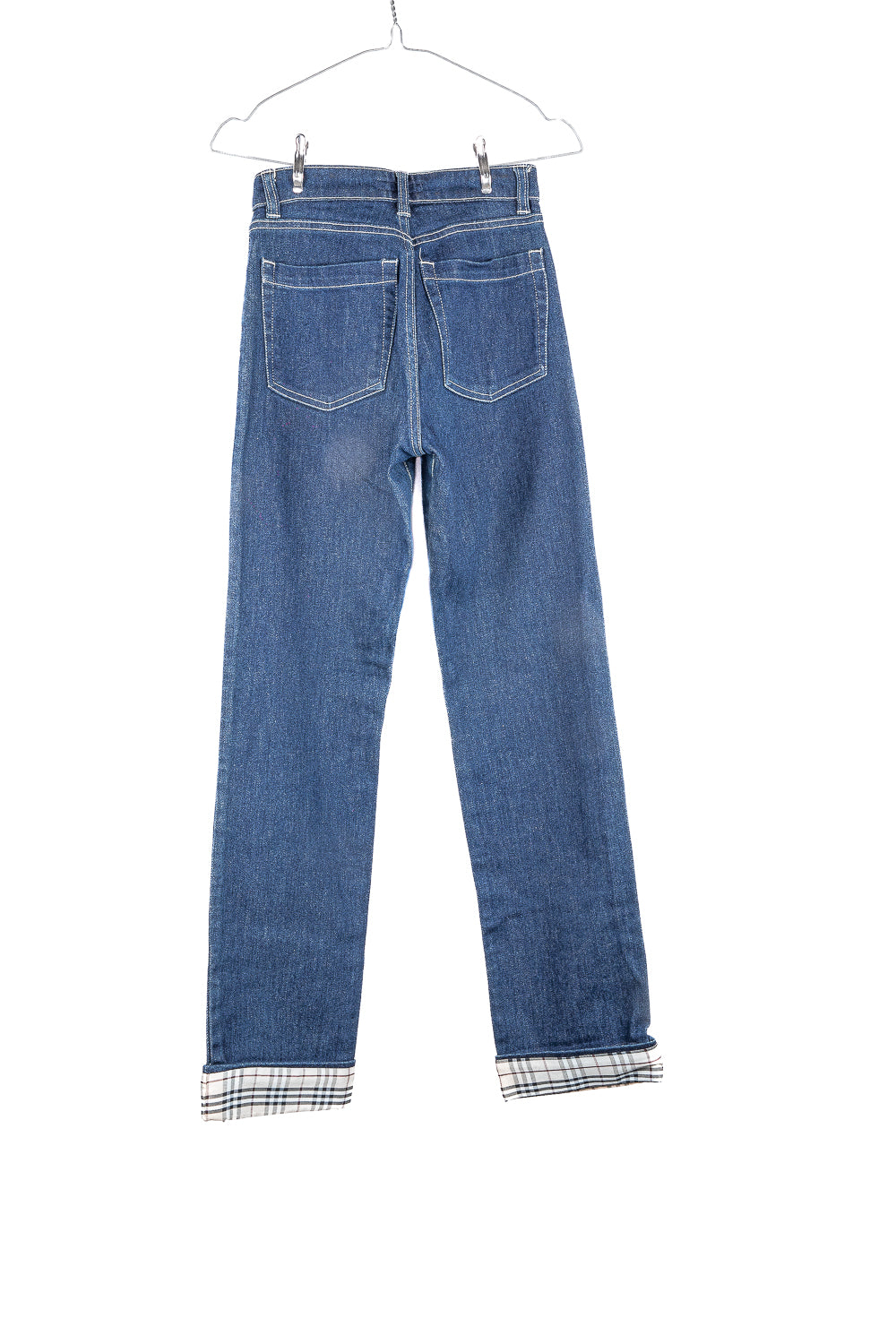 Nova Check Print Plaid Blue Denim Jeans