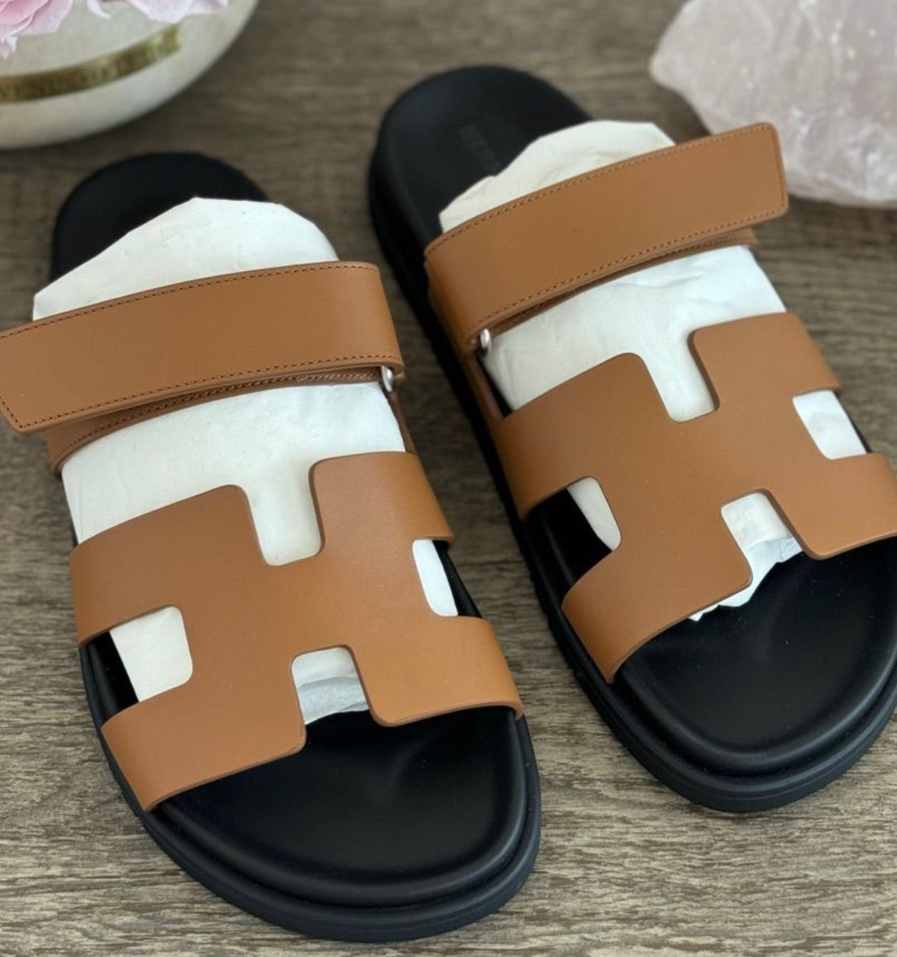 Hermes chypre leather sandals tan size 39