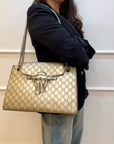 Gucci Metallic Beige Guccissima Leather Emily Chain Shoulder Bag