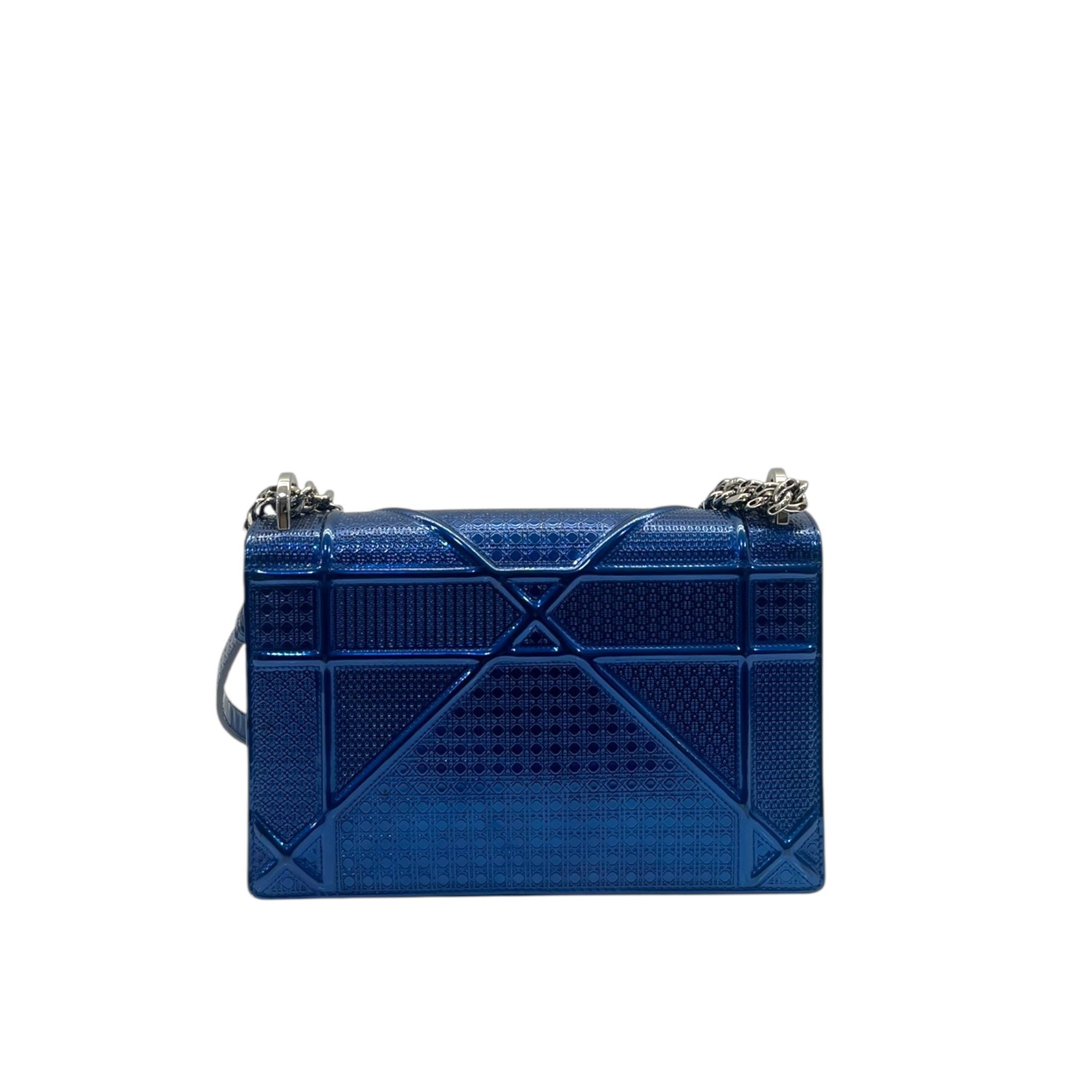 Christian Dior Diorama Medium Patent Blue Flap Bag