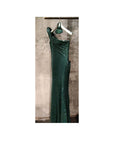 Gaurav Gupta Emerald green One-Shoulder Sequin Sculpted Gown- Medium