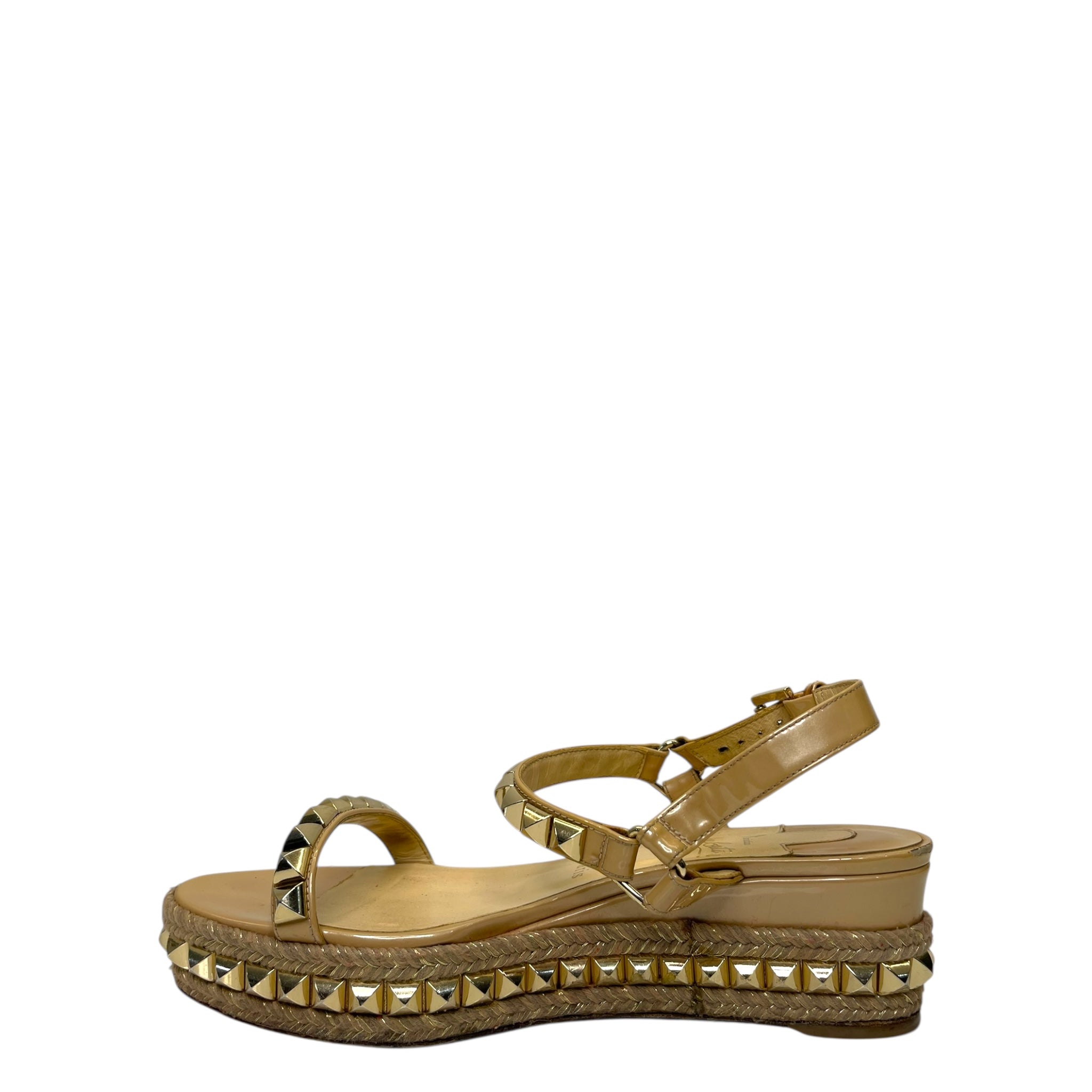 Christian Louboutin Beige Patent Leather Cataclou Sandals EU 39