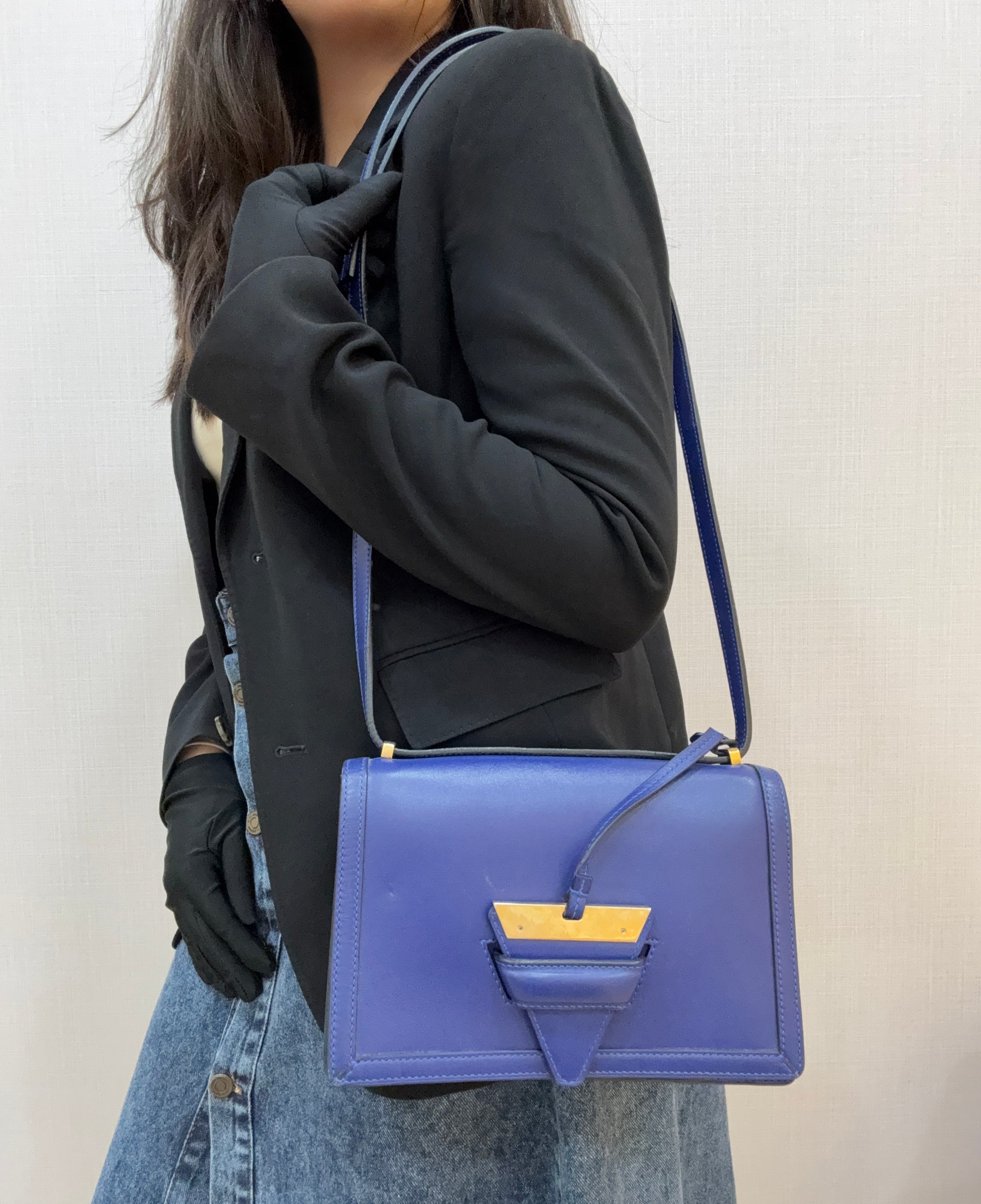 Loewe Barcelona Navy Blue Leather Bag