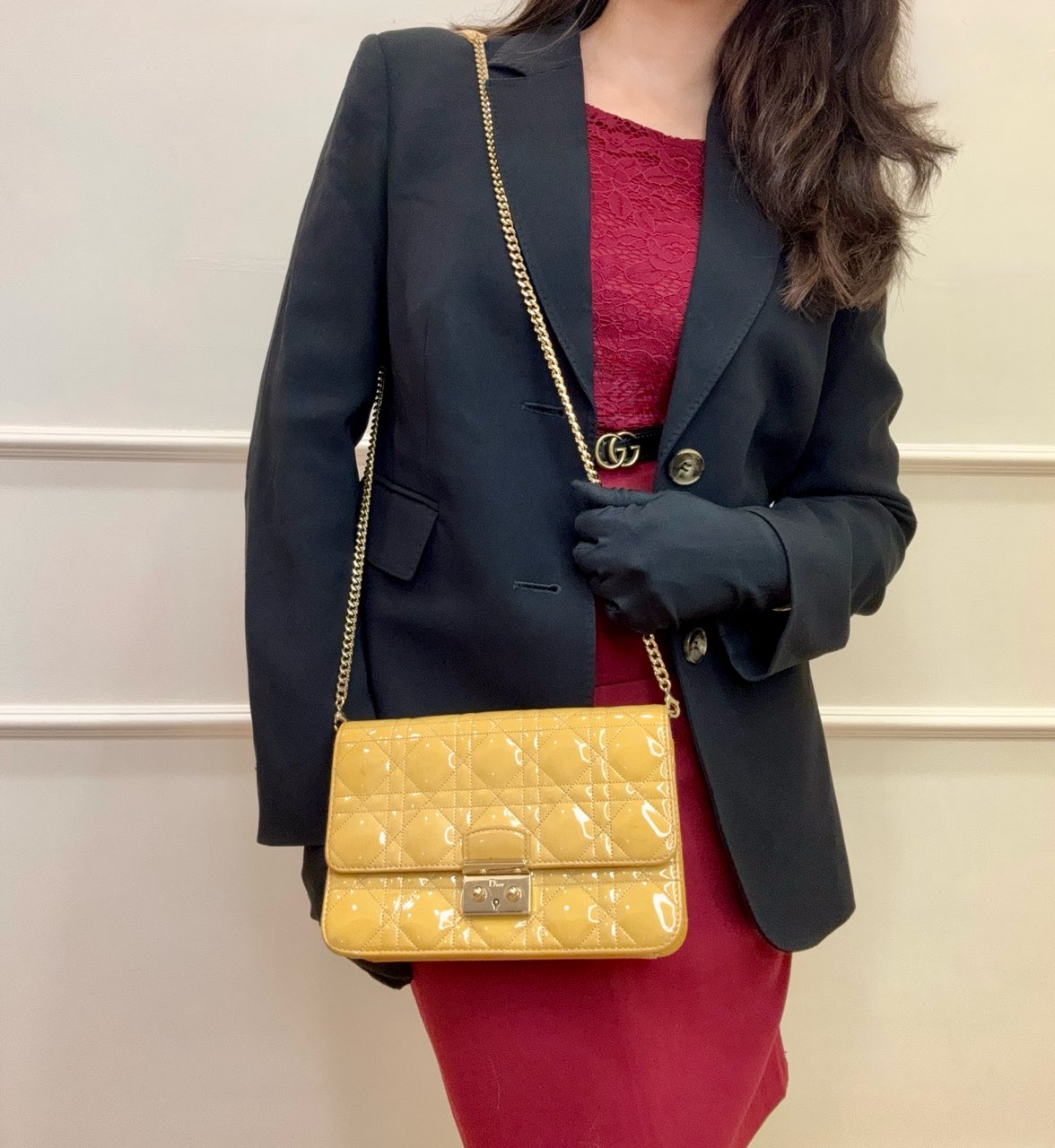 Christian Dior Cannage Patent Leather Miss Dior Promenade Bag