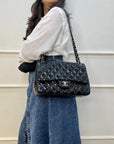 Chanel Black Quilted Patent Leather Large Classic Double Flap Bag