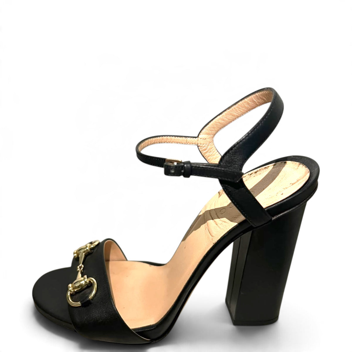 Gucci black open toe heels