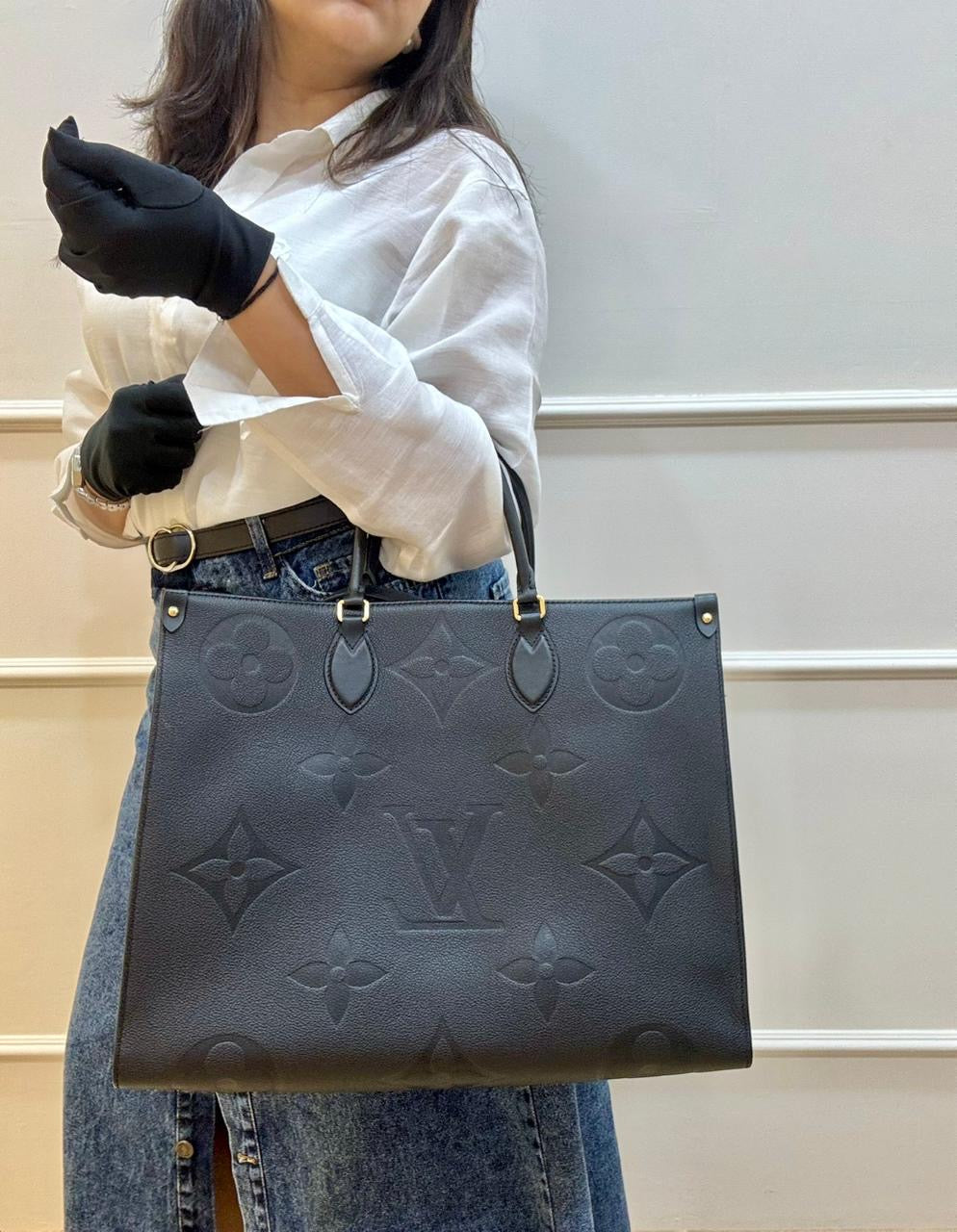 Louis Vuitton Black Monogram Empreinte Leather OnTheGo GM Tote Bag