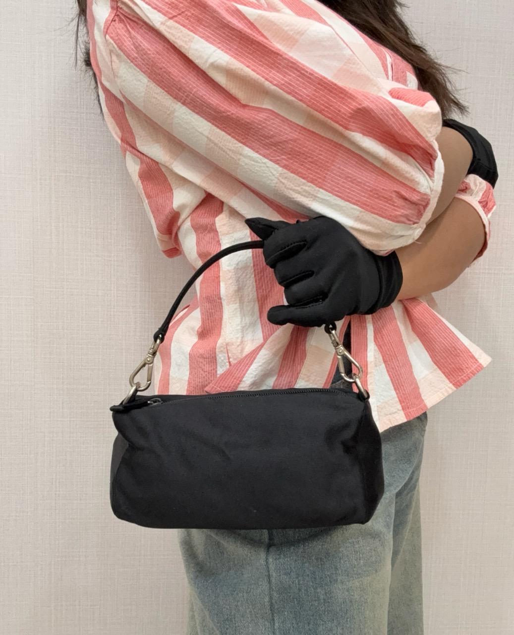 Prada Black Satin Mini Top Handle Bag