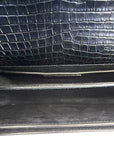 Saint Laurent Medium Sunset Croc-Embossed Black Bag