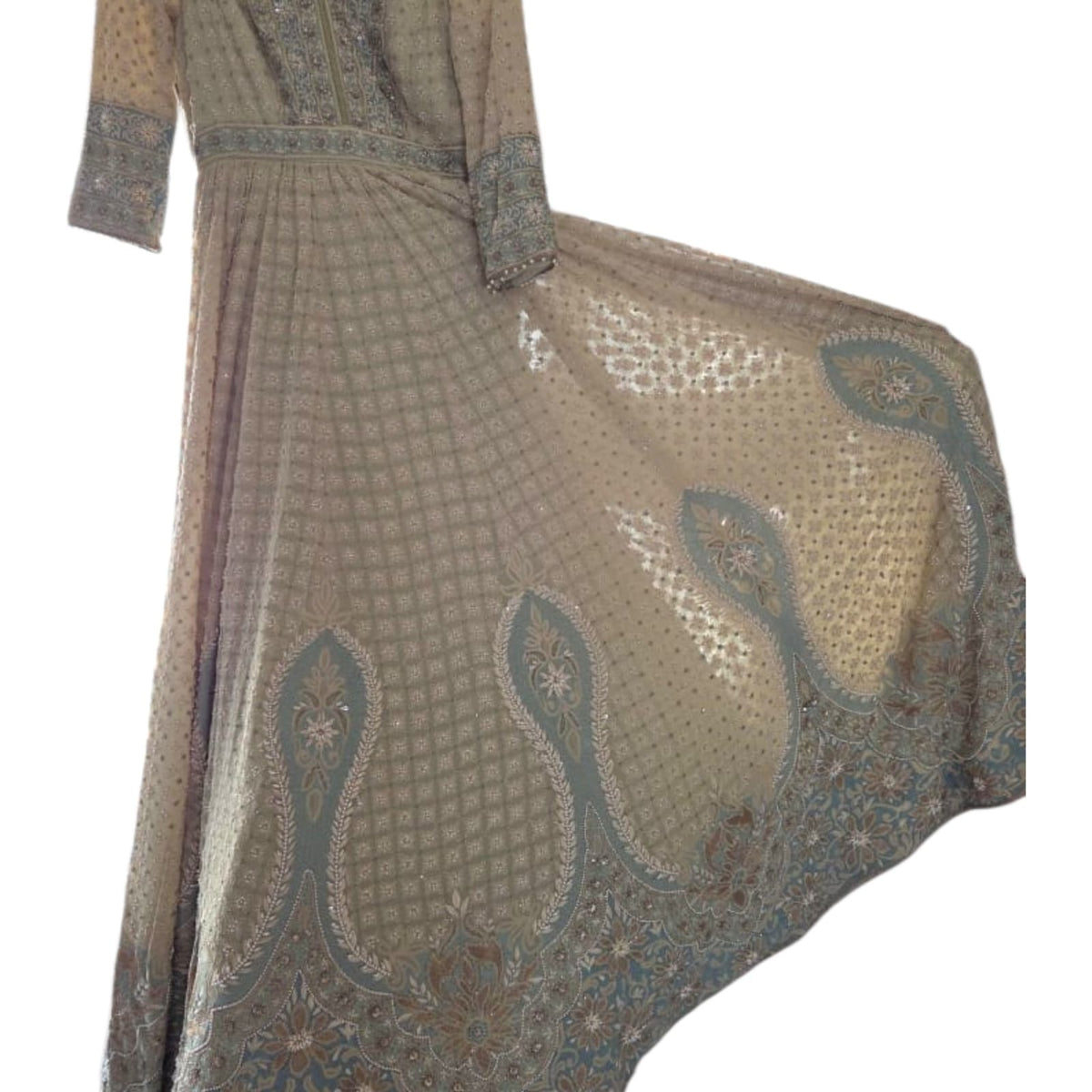 Tarun Tahiliani Mint Embroidered Kalidar Anarkali Set