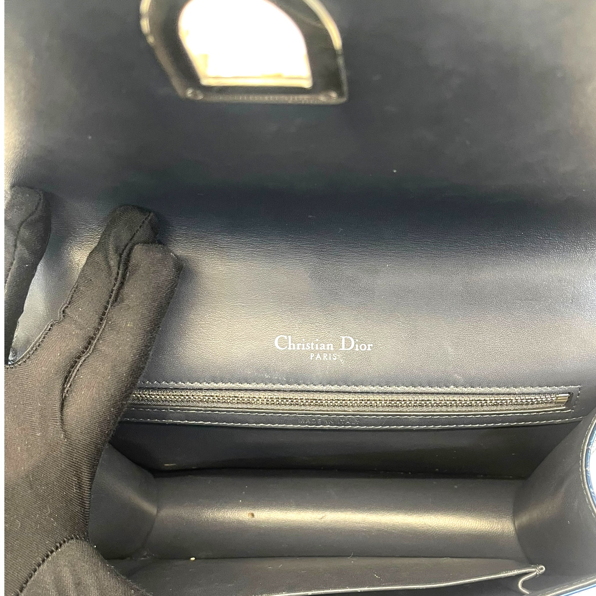 Christian Dior Diorama Medium Patent Blue Flap Bag