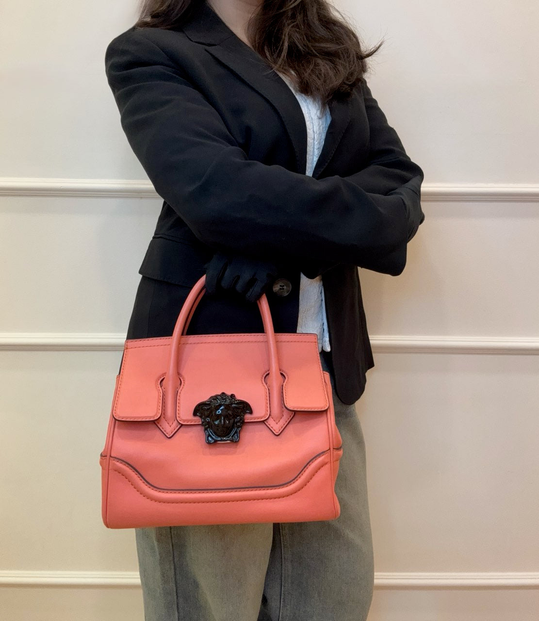 Versace Pink Leather Palazzo Empire Bag