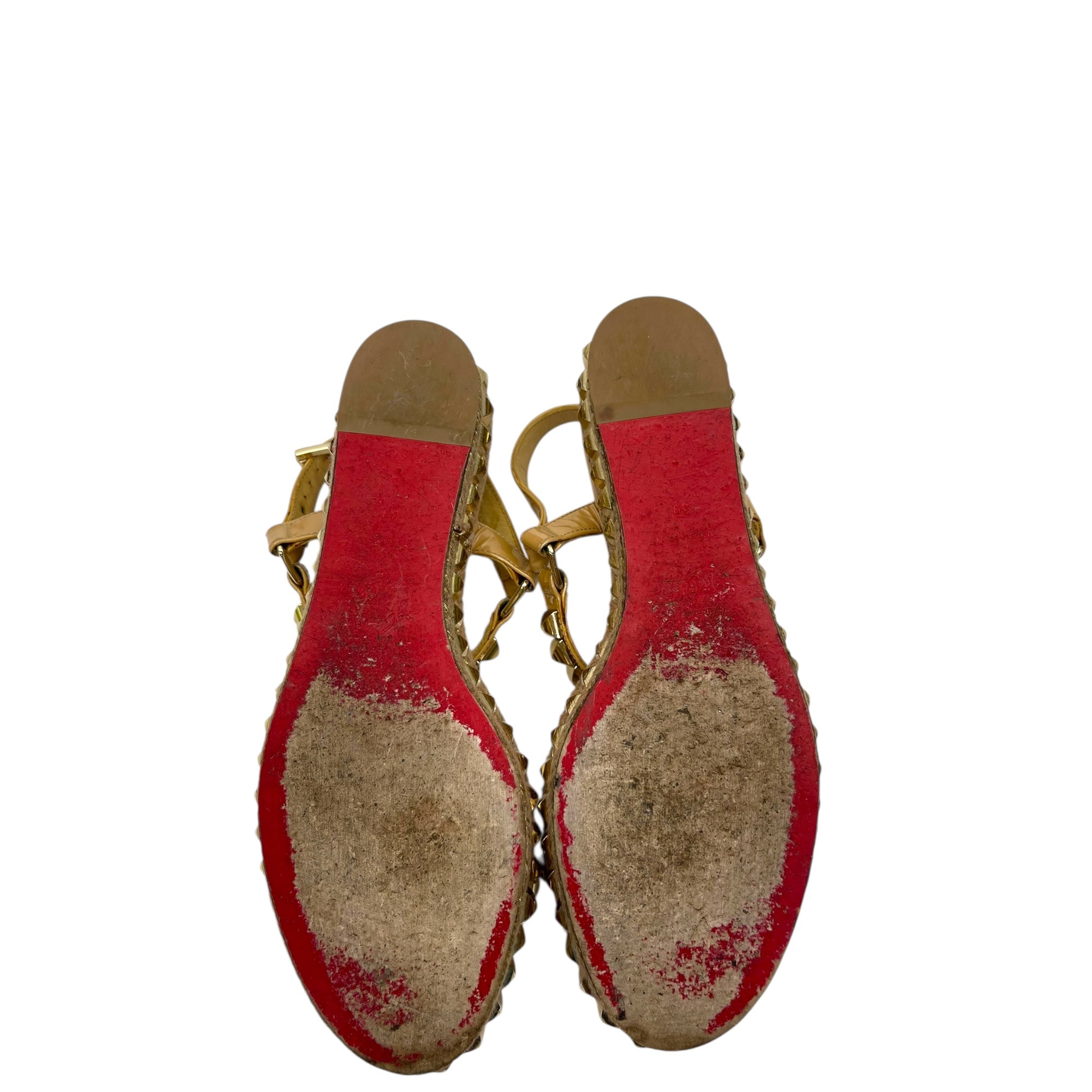 Christian Louboutin Beige Patent Leather Cataclou Sandals EU 39