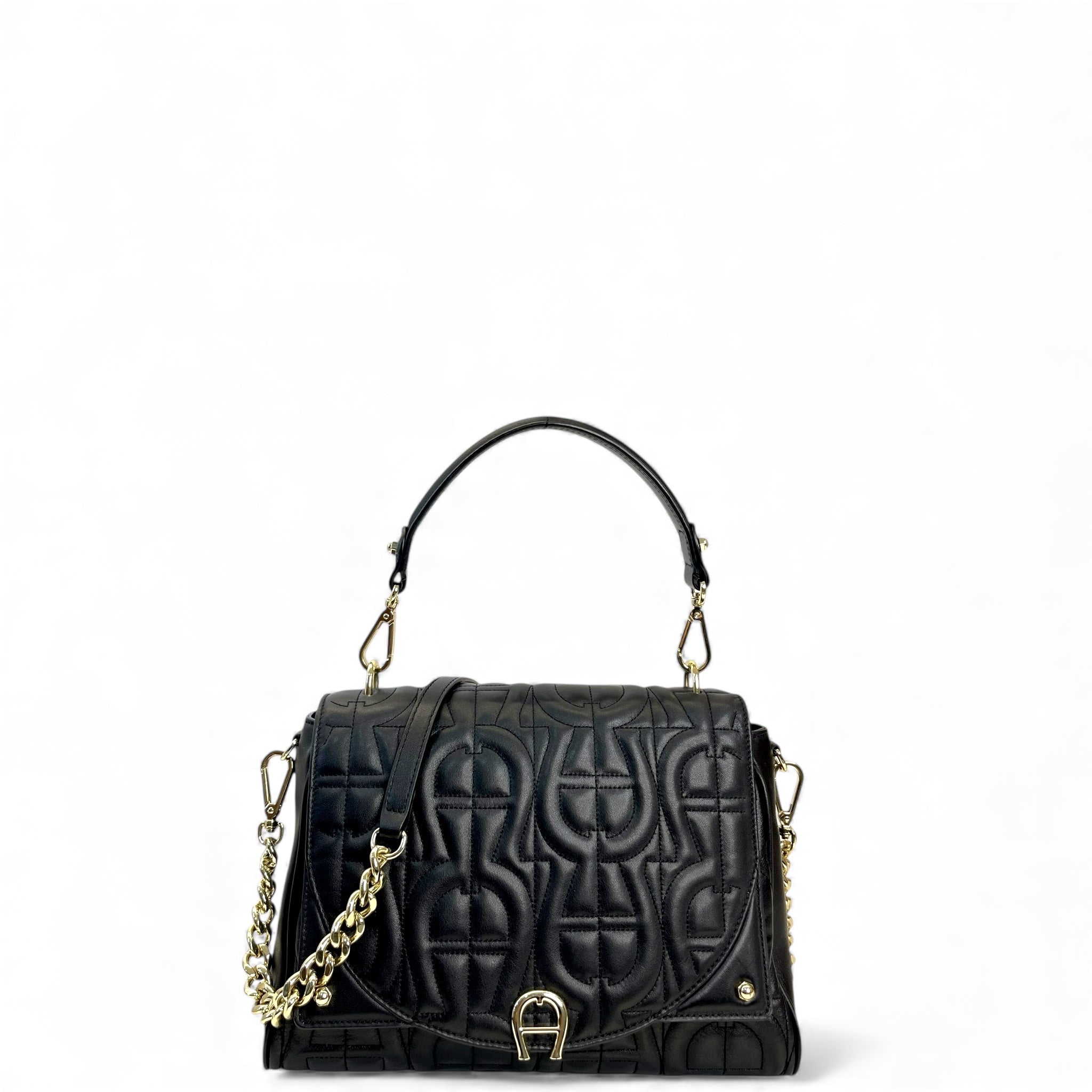 Aigner Diadora Shoulder Bag Black Quilted Leather