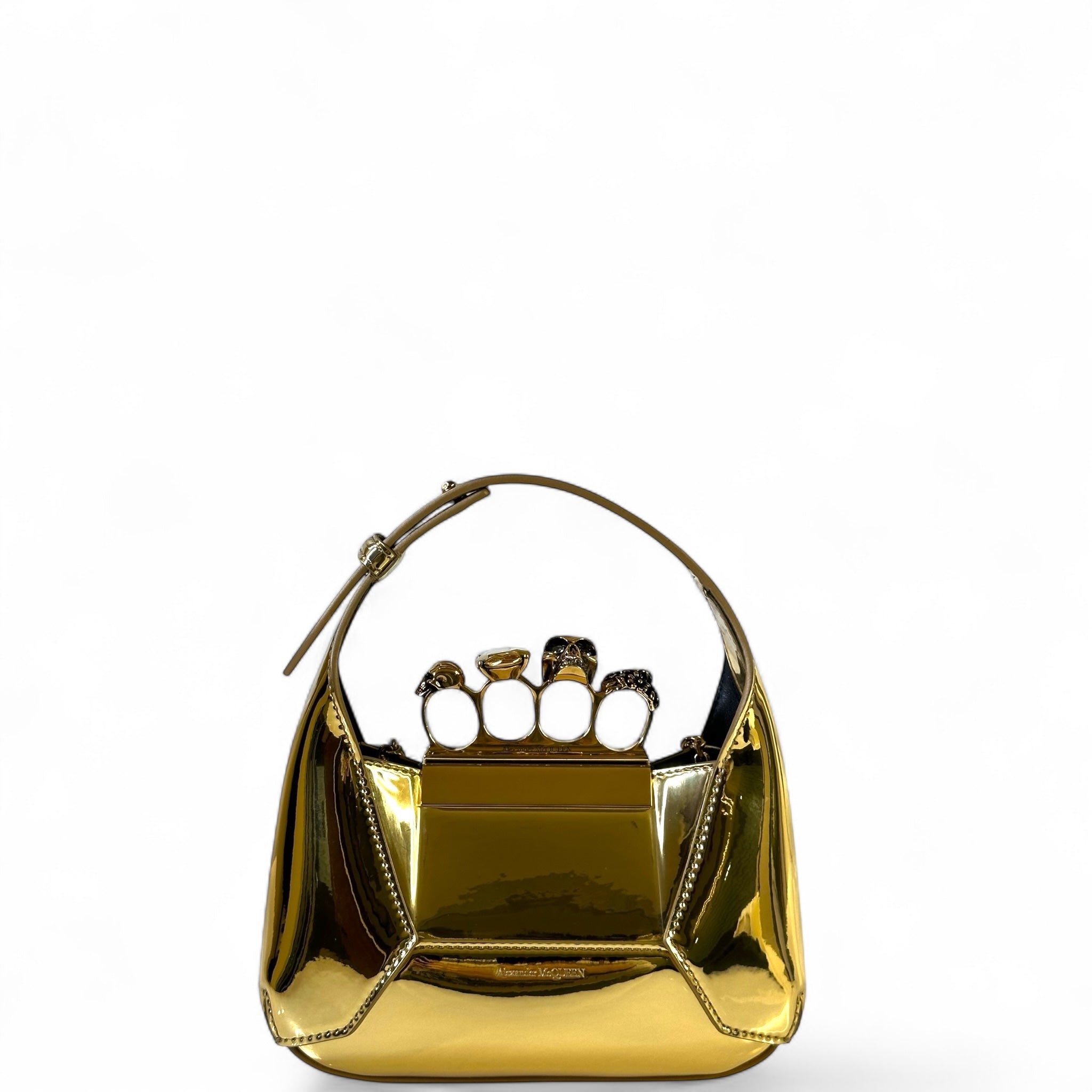 Alexander McQueen The Jewelled Knuckle Bag Gold Leather