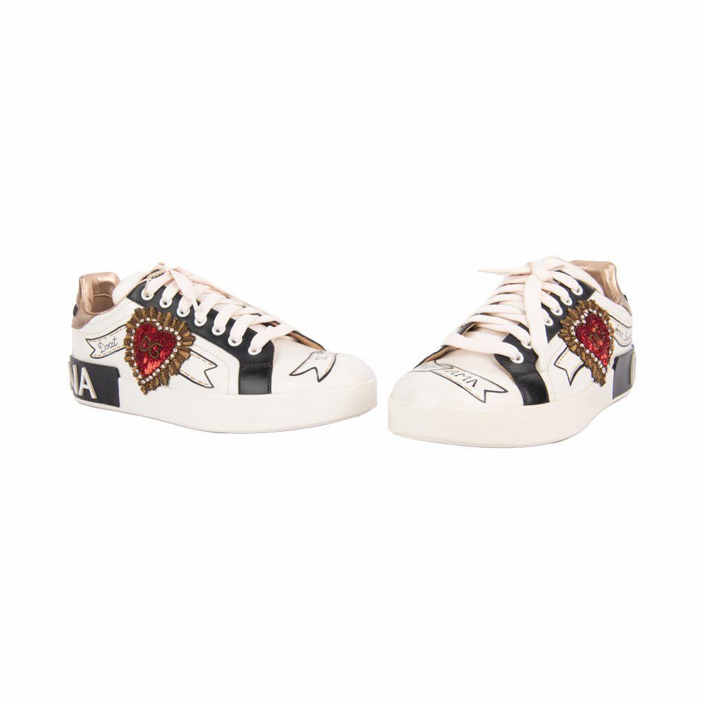 Calfskin Portofino Sneakers With Embroidery-39&quot;