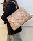 Dior Pink Cannage Quilted Soft Leather Medium Shopping Tote Bag