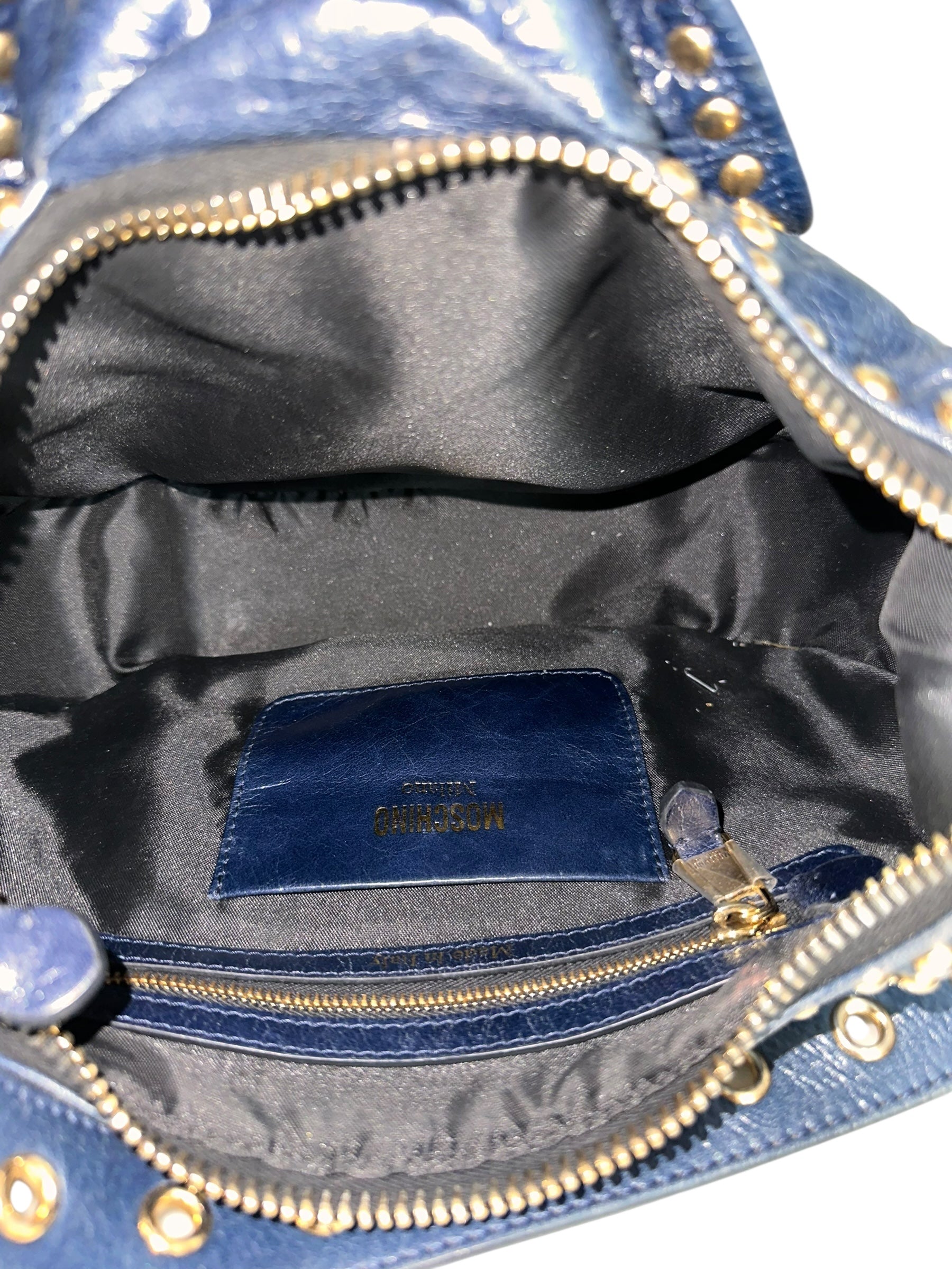 Moschino Biker Shoulder Dark Blue Bag