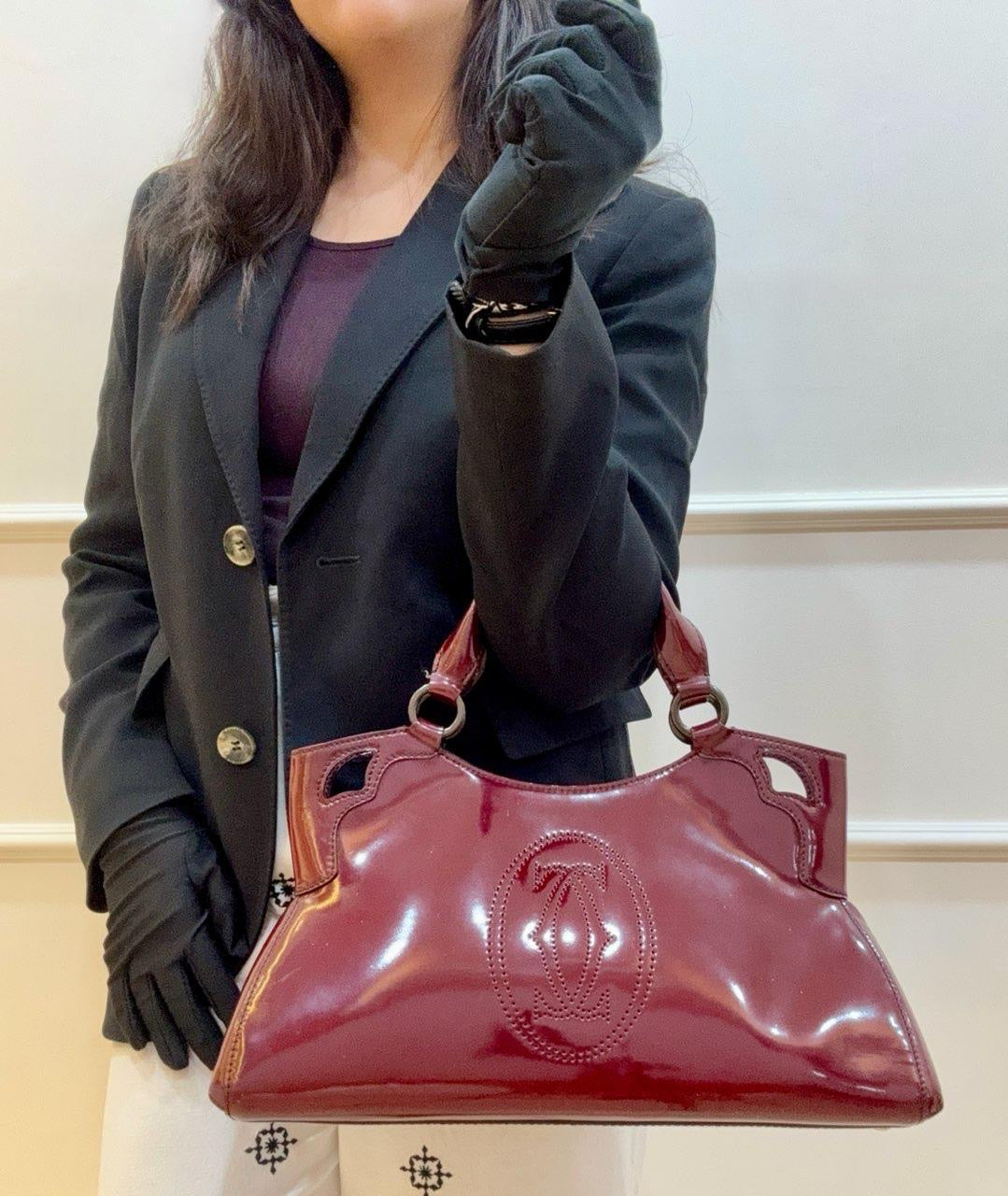 Cartier Dark Burgundy Patent Leather Small Marcello De Cartier Bag
