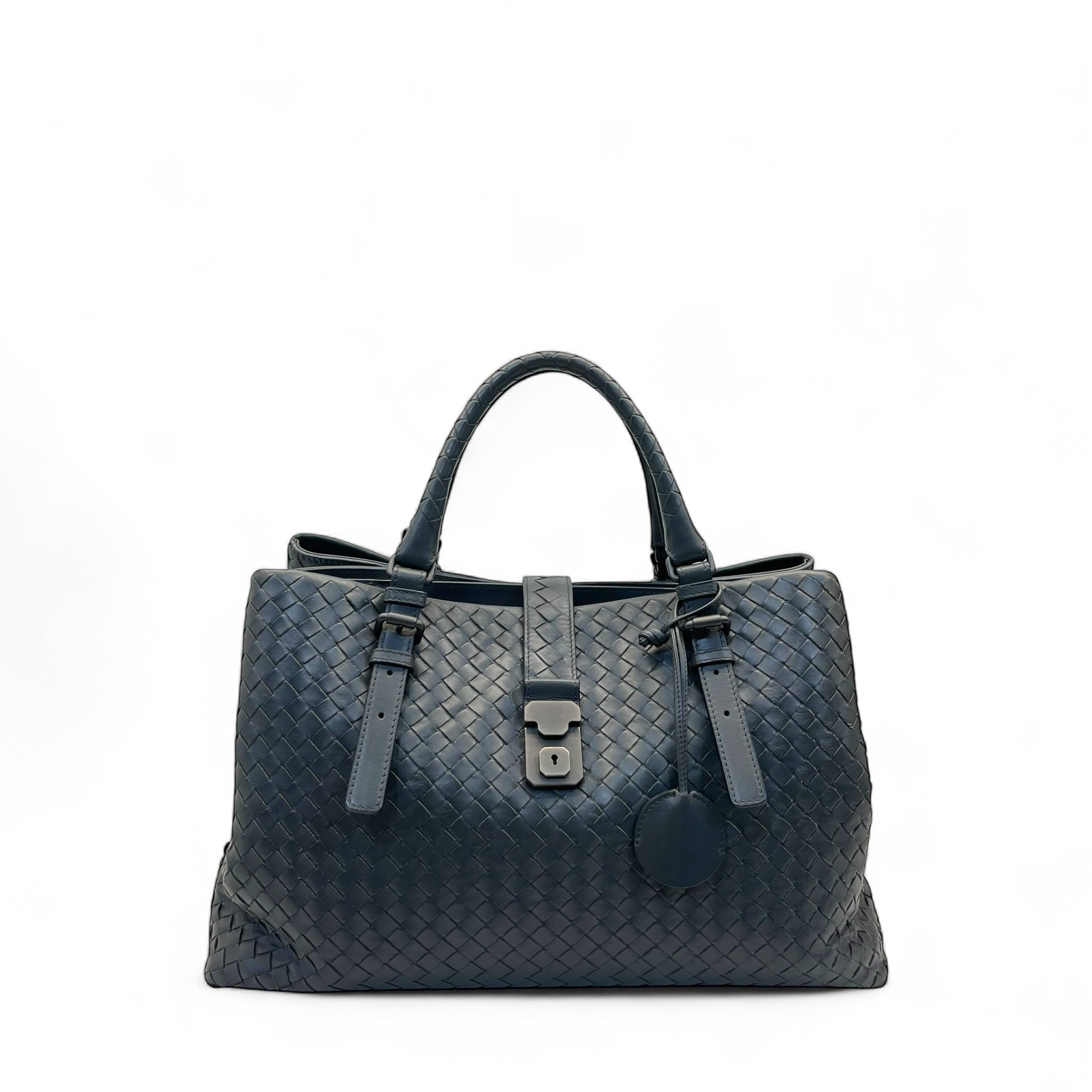 Bottega Veneta Grey Intrecciato Leather Medium Roma Tote Bag