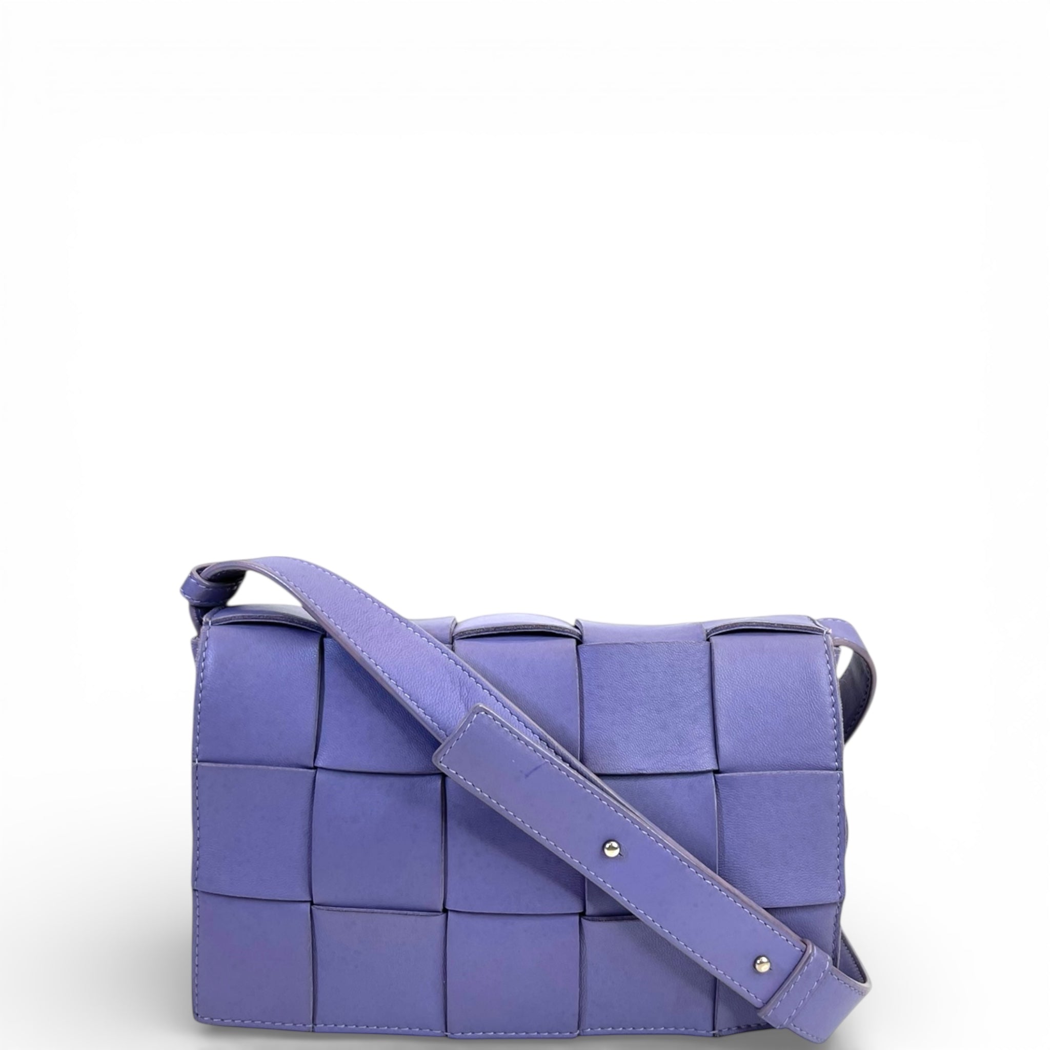Bottega Veneta Small Cassette Shoulder Bag Purple Leather