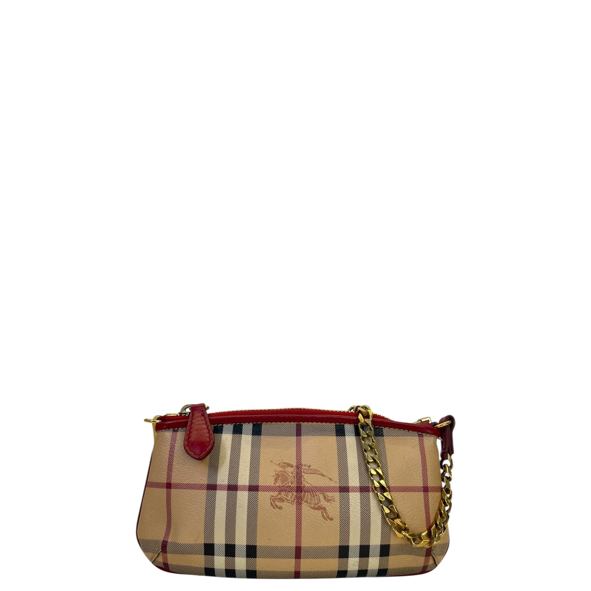 Burberry Clara Pochette Red/Beige Haymarket Check