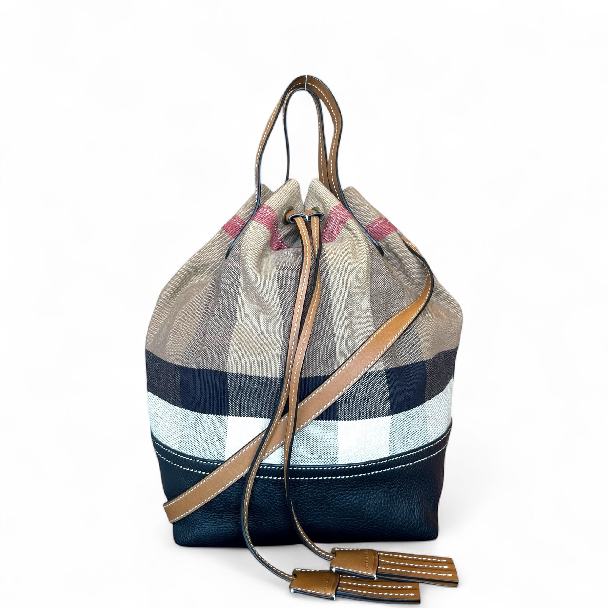 Burberry Heston Bucket Bag Signature House Check Canvas