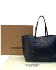 Burberry TB Monogram Tote in Black Leather