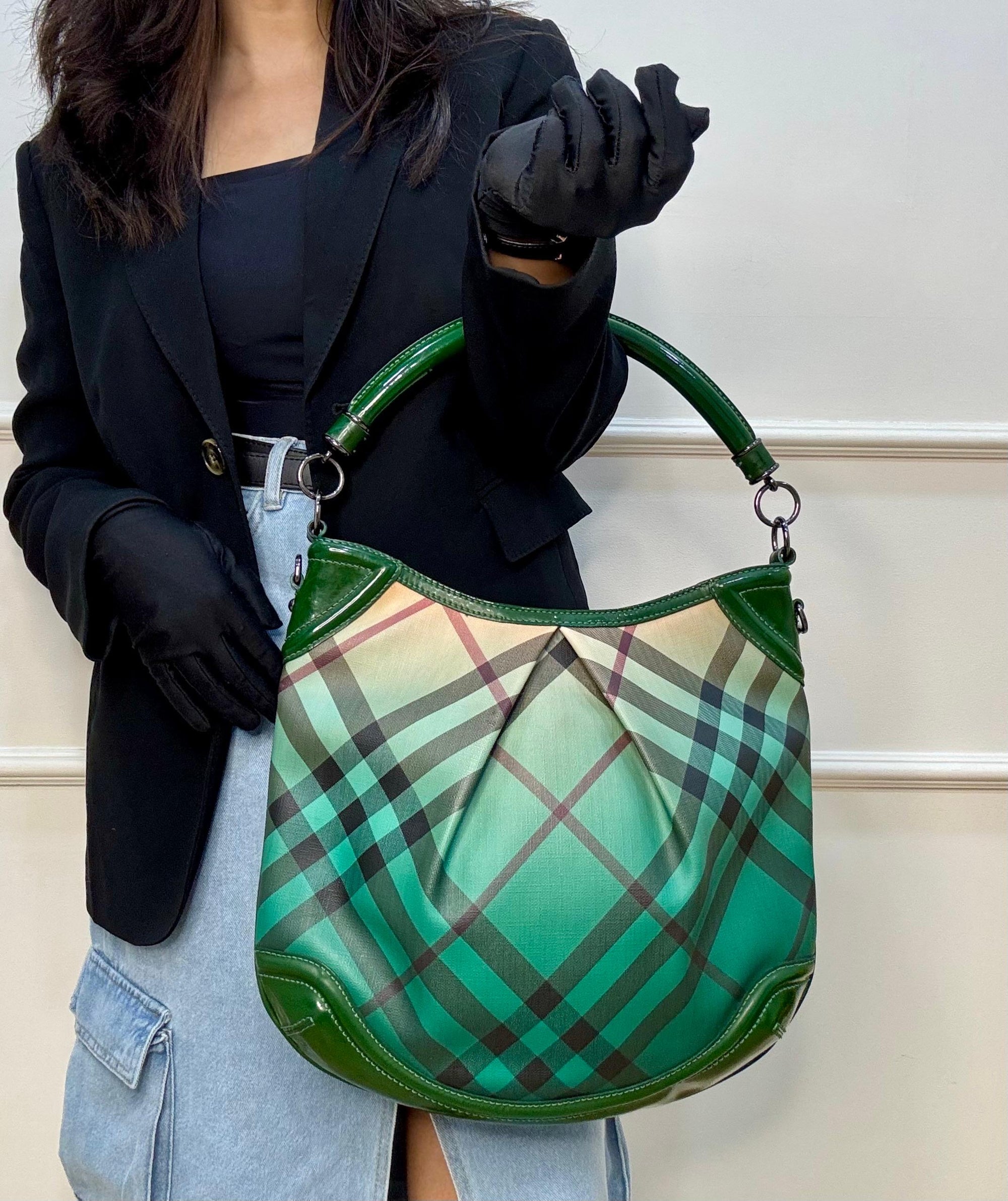 Burberry Green Novacheck Ombre Hobo Bag
