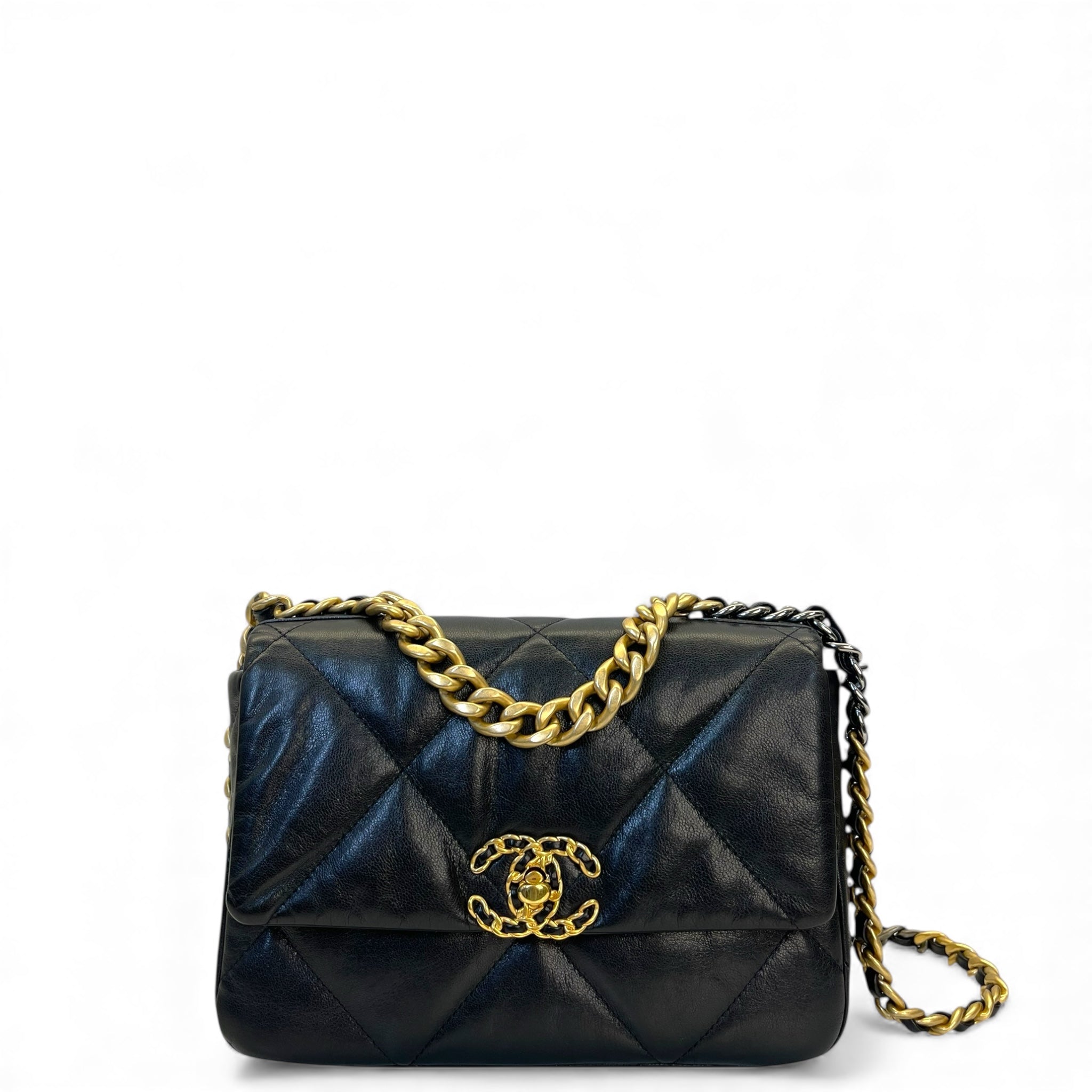 Chanel 19 Small Black GHW Two Tone Flap Bag