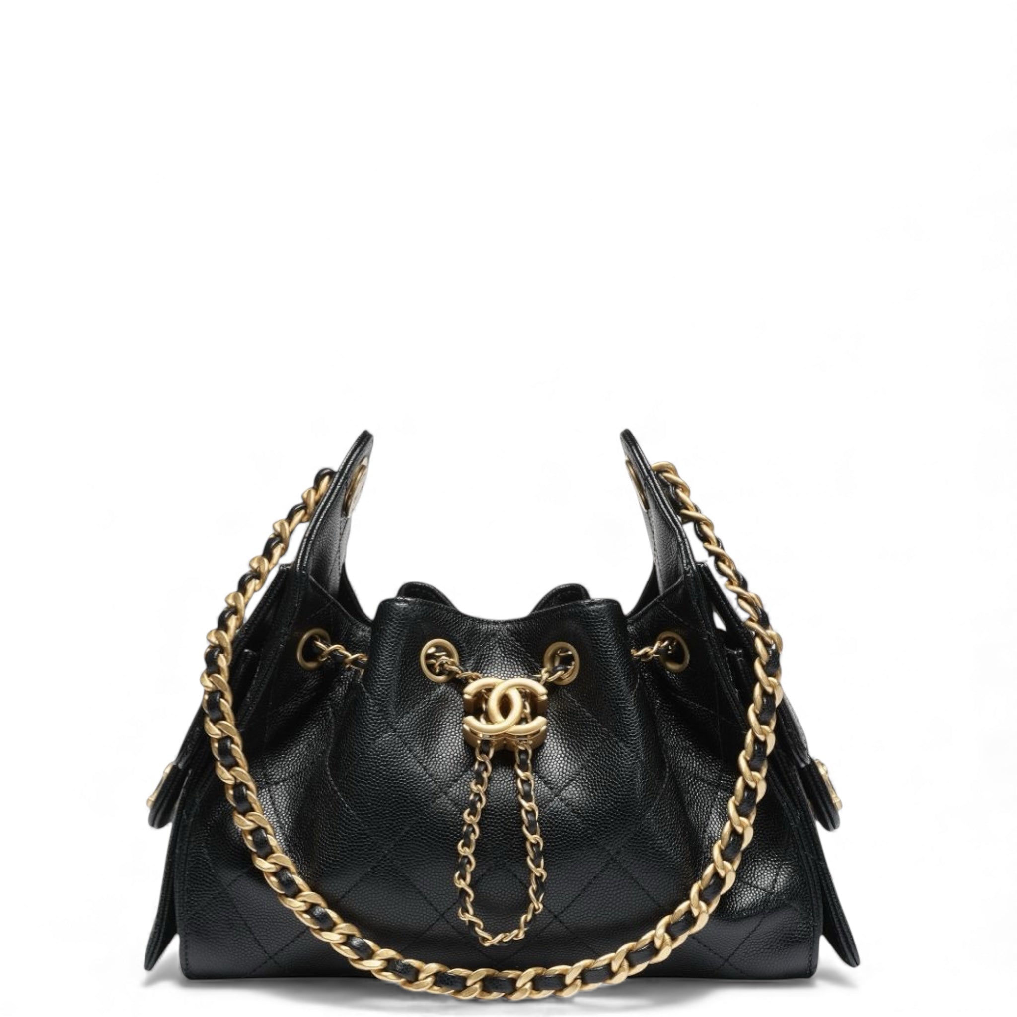 Chanel 25 Mini Handbag Black Grained Calfskin