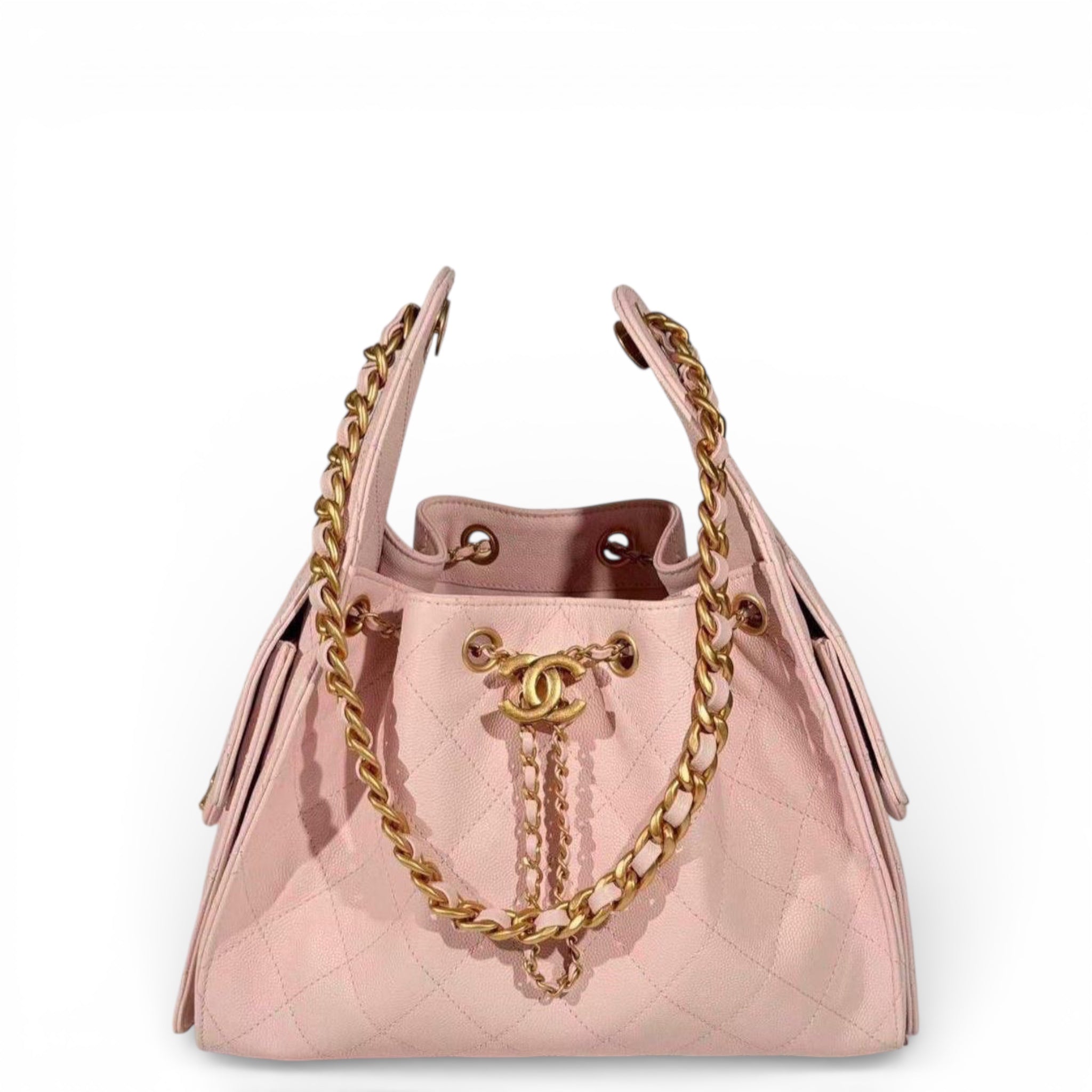 Chanel 25 Small Handbag Pink Grained Calfskin