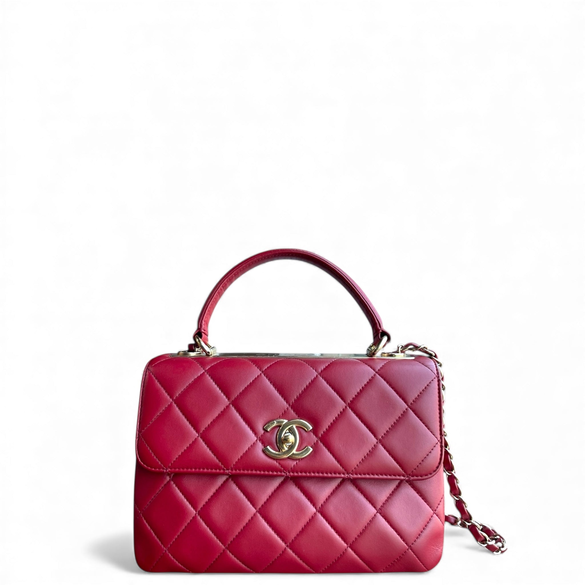 Chanel CC Trendy Small Dark Red GHW Full Set