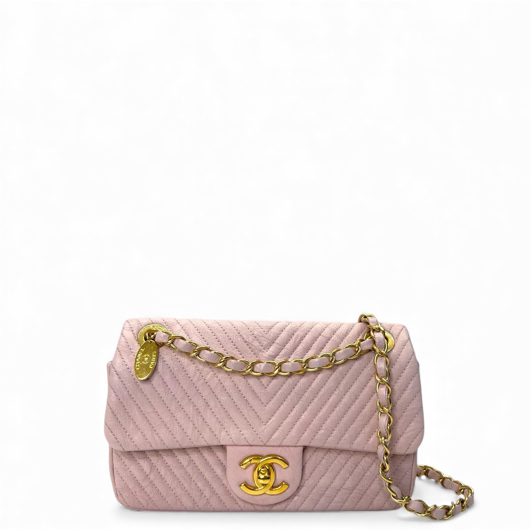 Chanel Chevron Seasonal Flap Light Pink Gold Hardware
