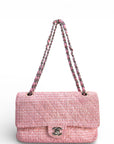 Chanel Classic Double Flap Pink Tweed Shoulder Bag