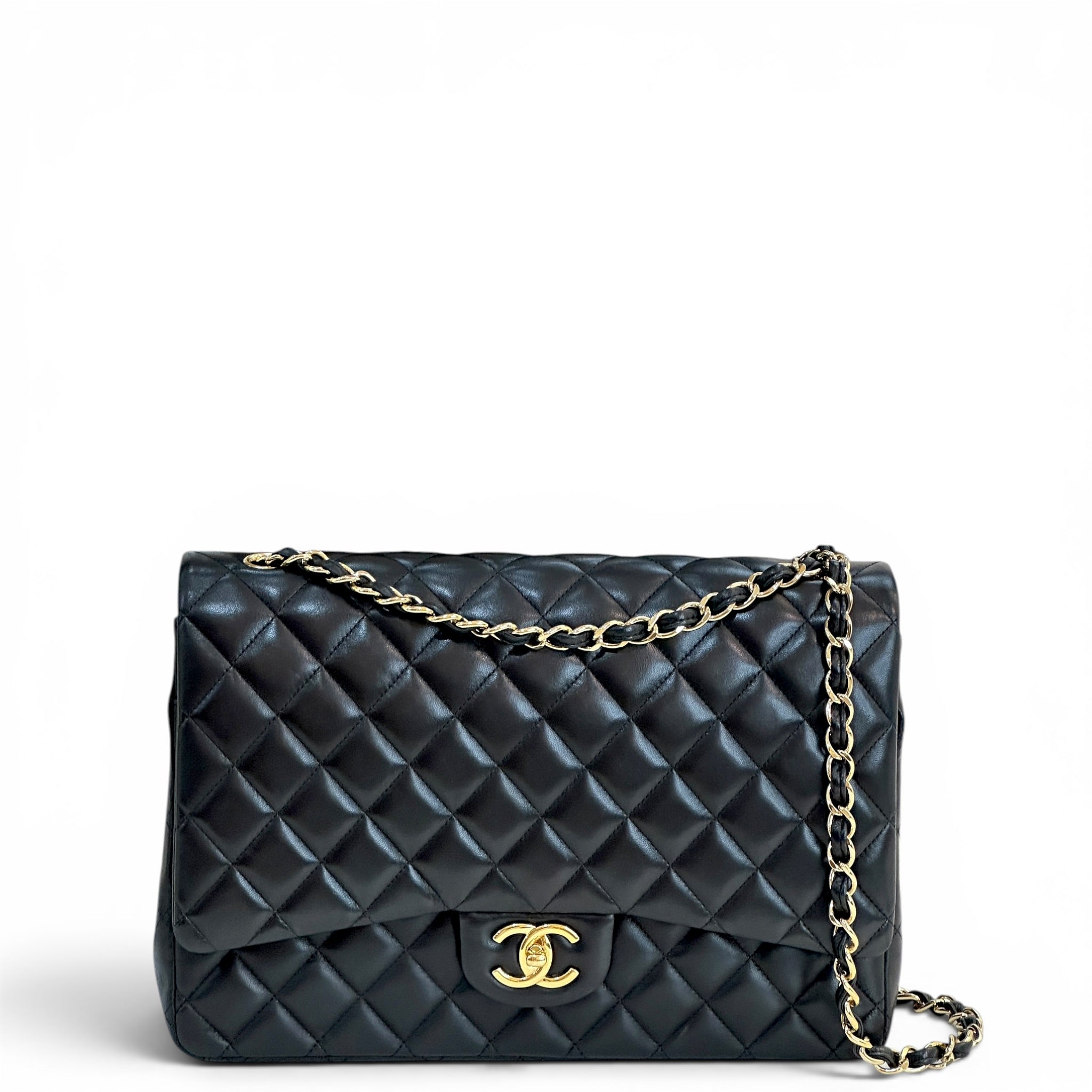 Chanel Classic Maxi Black Lambskin  Flap Bag