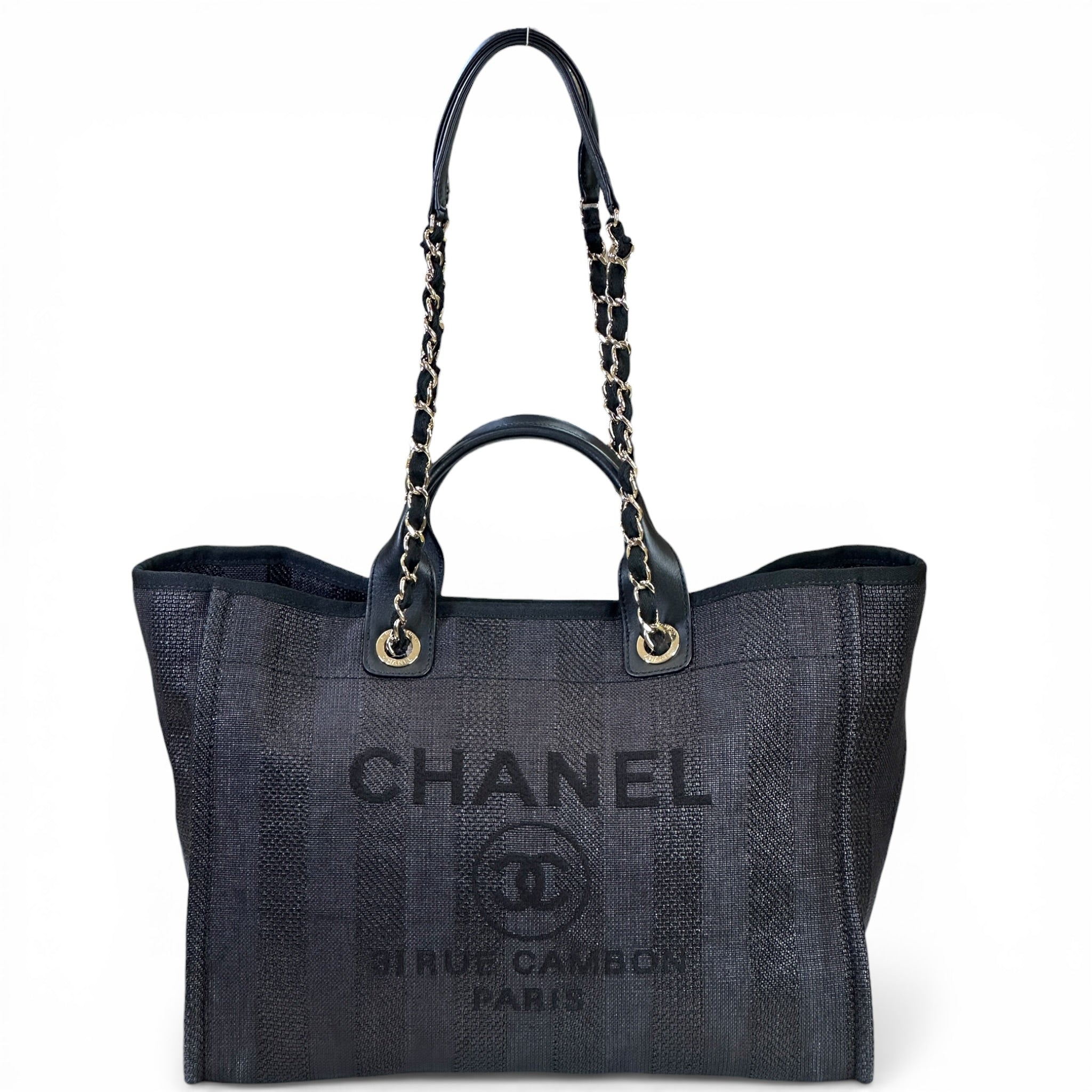 Chanel Deauville Shopper Tote Black Canvas