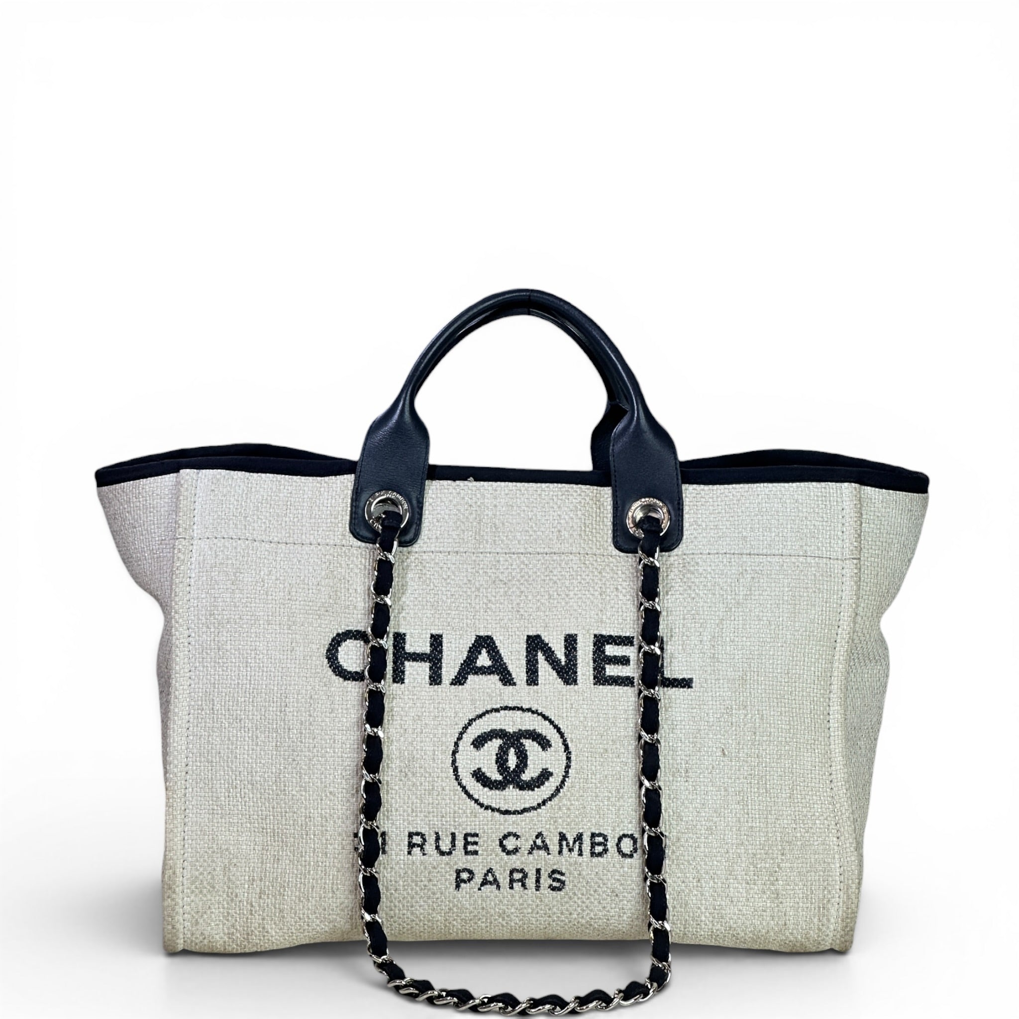 Chanel Deauville Shopper Tote White Canvas
