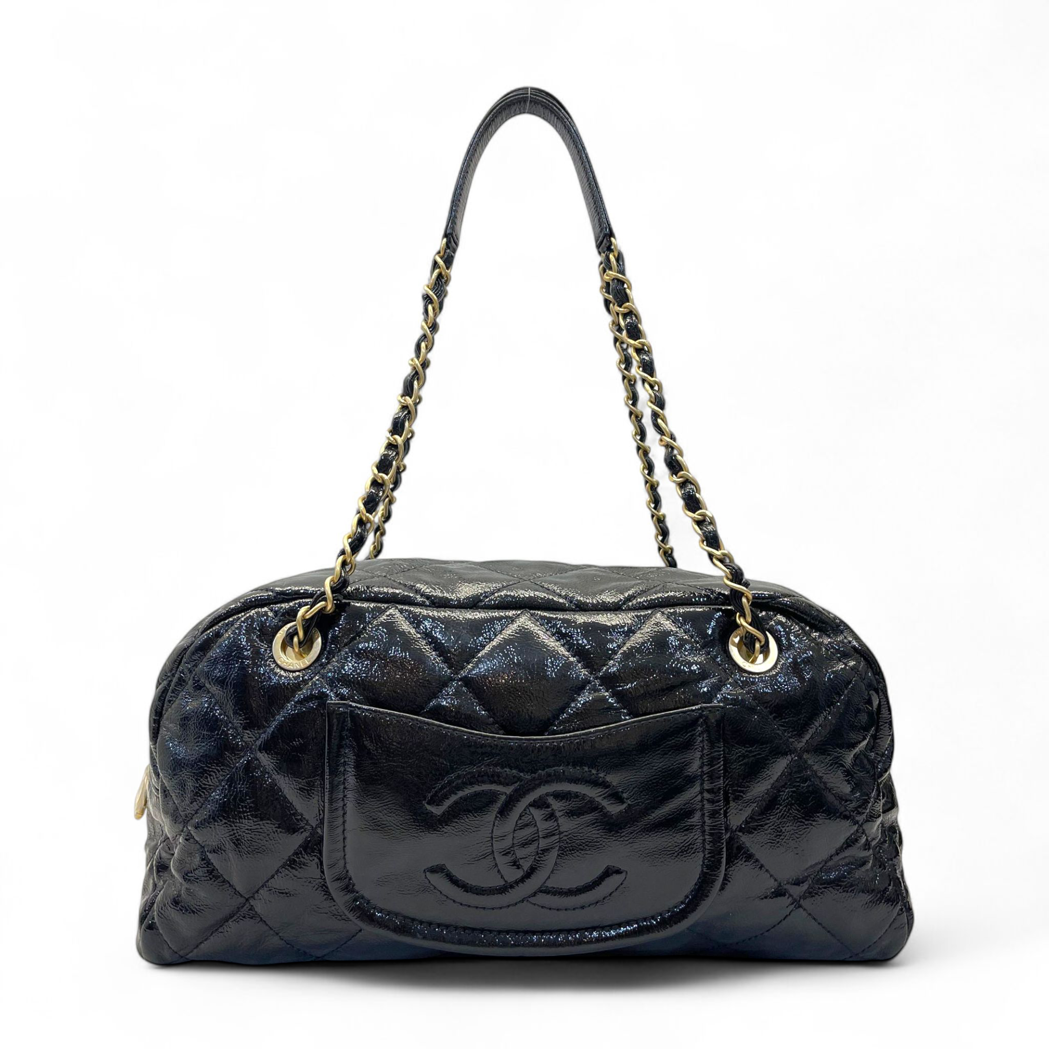 Chanel Shiny Aged Calfskin Bowler Bag Medium