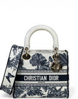 Christian Dior Lady D-Lite Bag Medium Toile de Jouy Blue White Canvas