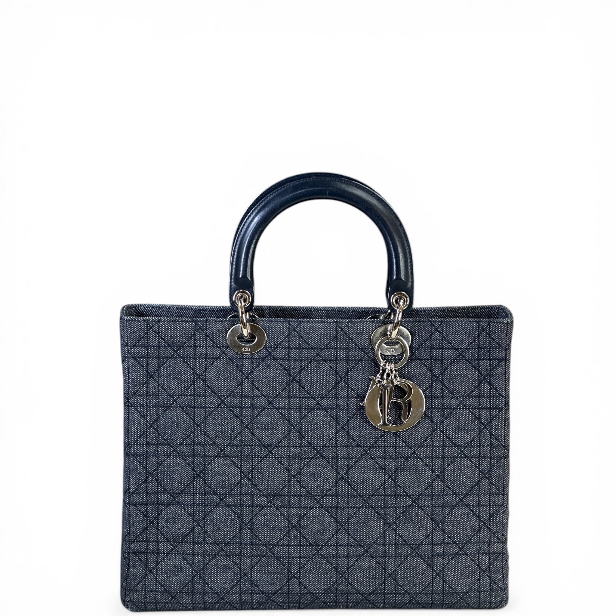 Christian Dior Large Lady Dior Denim Signature Cannage