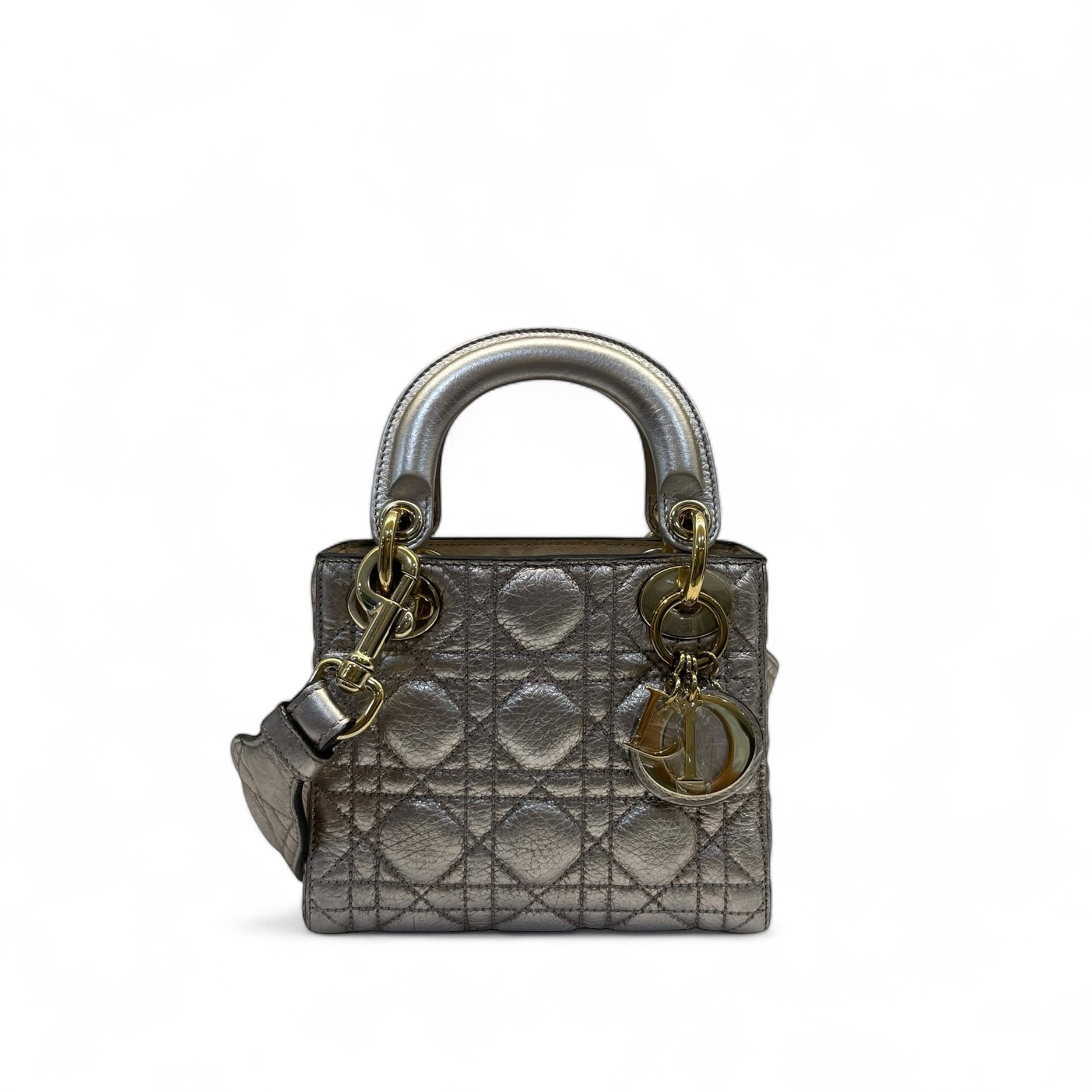 Buy Christian Dior Mini Lady Dior Metallic Cannage Bag Online