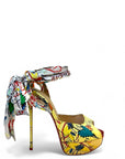 Christian Louboutin Multicolor and Satin Jersey Vamp Graffiti Platform Pumps EU 38.5
